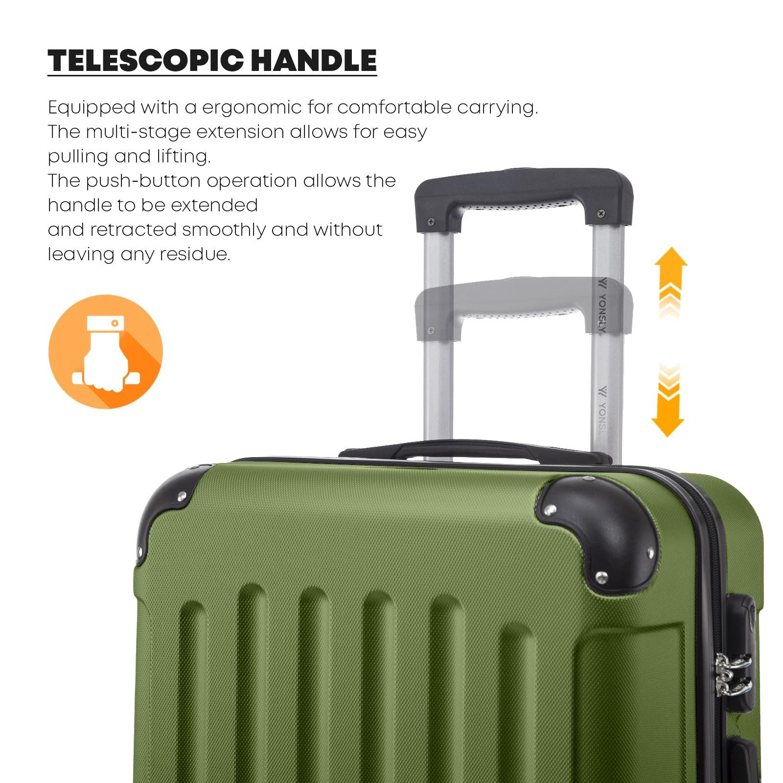 YONSLY Trolleyset Hartschalen-Reisekoffer Rollkoffer Trolley Gepäckset aus ABS, 4 Rollen, (Reiseset, 2 tlg., Größen L&XL), mit 360° Doppelrollen, Zahlenschloss und ergonomischem Gummigriff