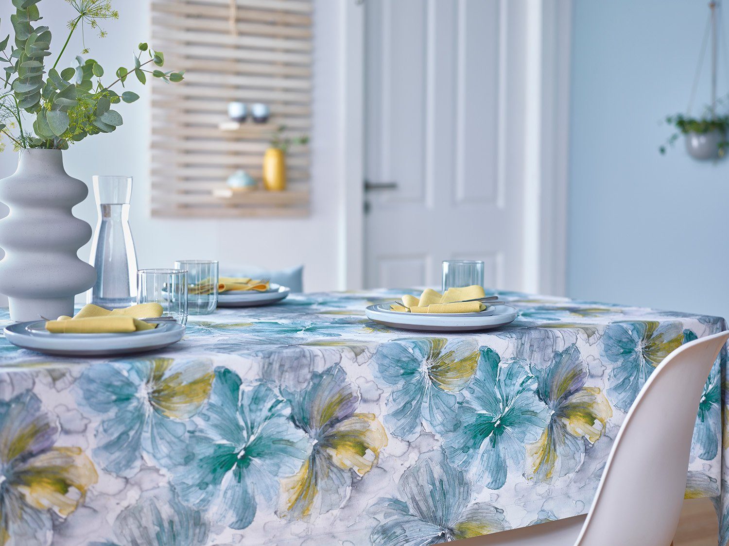 sander table + home Mitteldecke SANDER * Wunderschöne Mitteldecke Jane aqua  blau 100x100 cm (1-tlg)