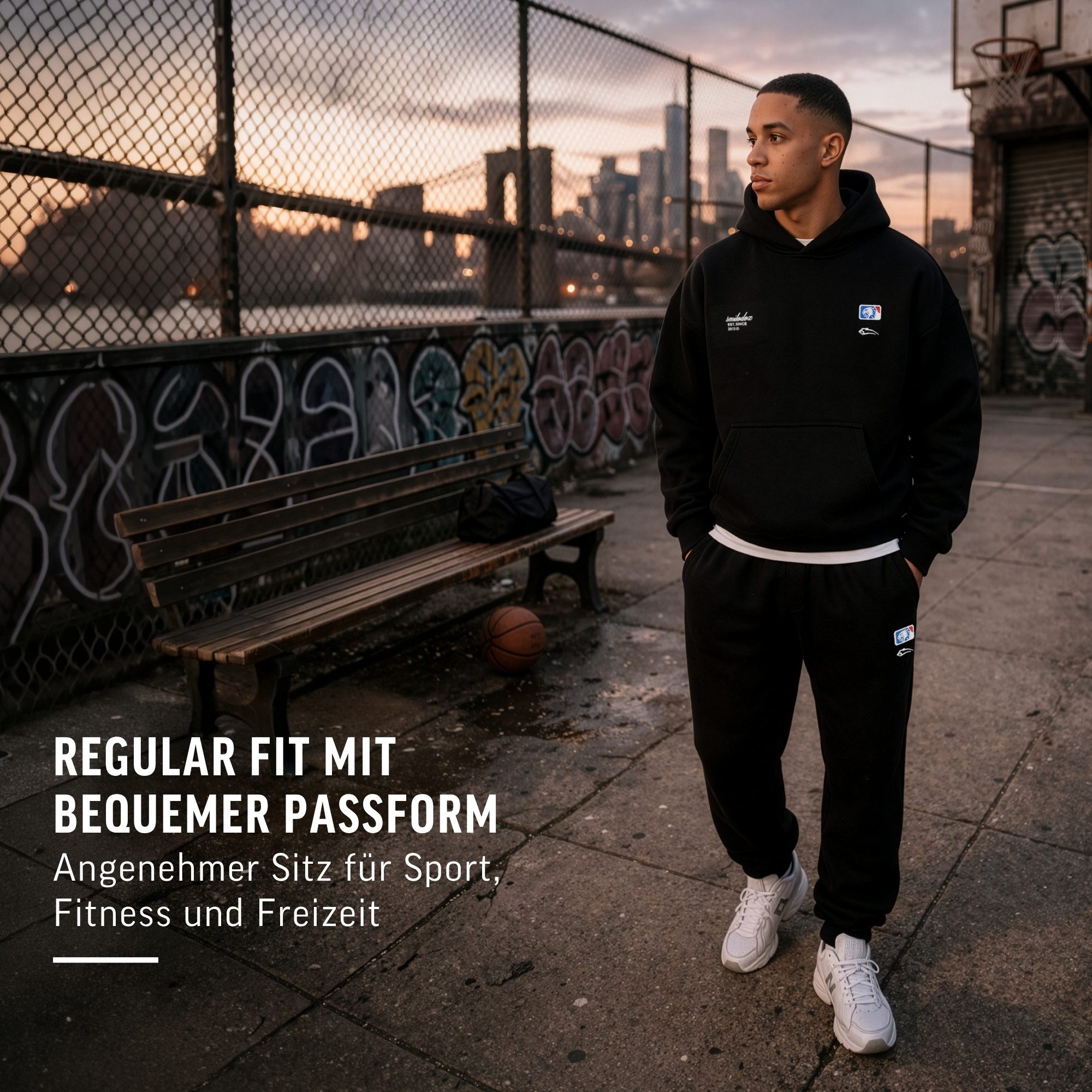 Smilodox Jogginghose Striver, Trainingshose Regular Fit mit elastischem Bund, Sport Seitentaschen Bündchen Smilodox Patch Stickerei Gym Freizeit