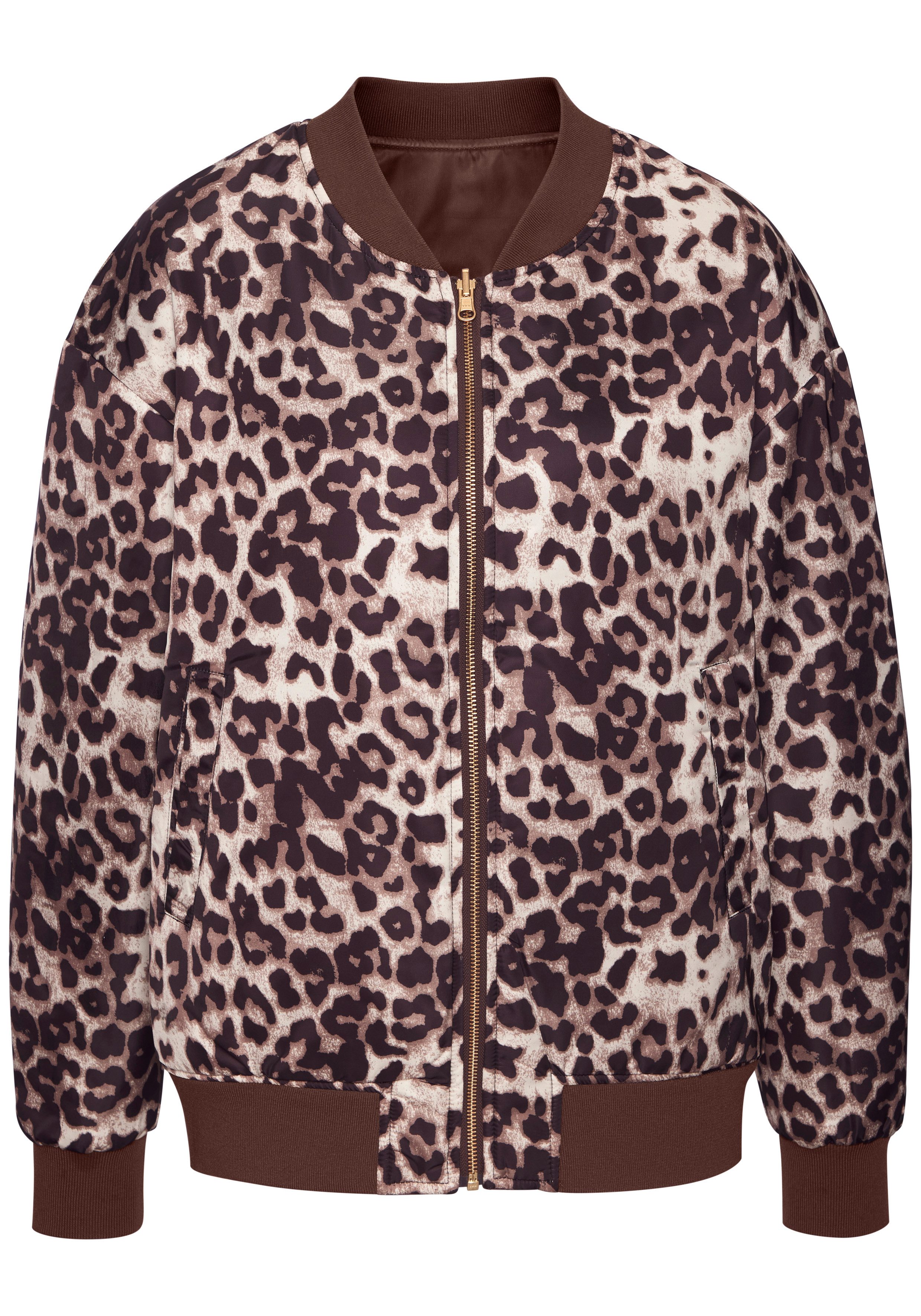 Buffalo Wendejacke in lässigem Oversized-Schnitt mit Leomuster Wendbare Übergangsjacke mit Animalprint, lässige Bomberjacke, modisch