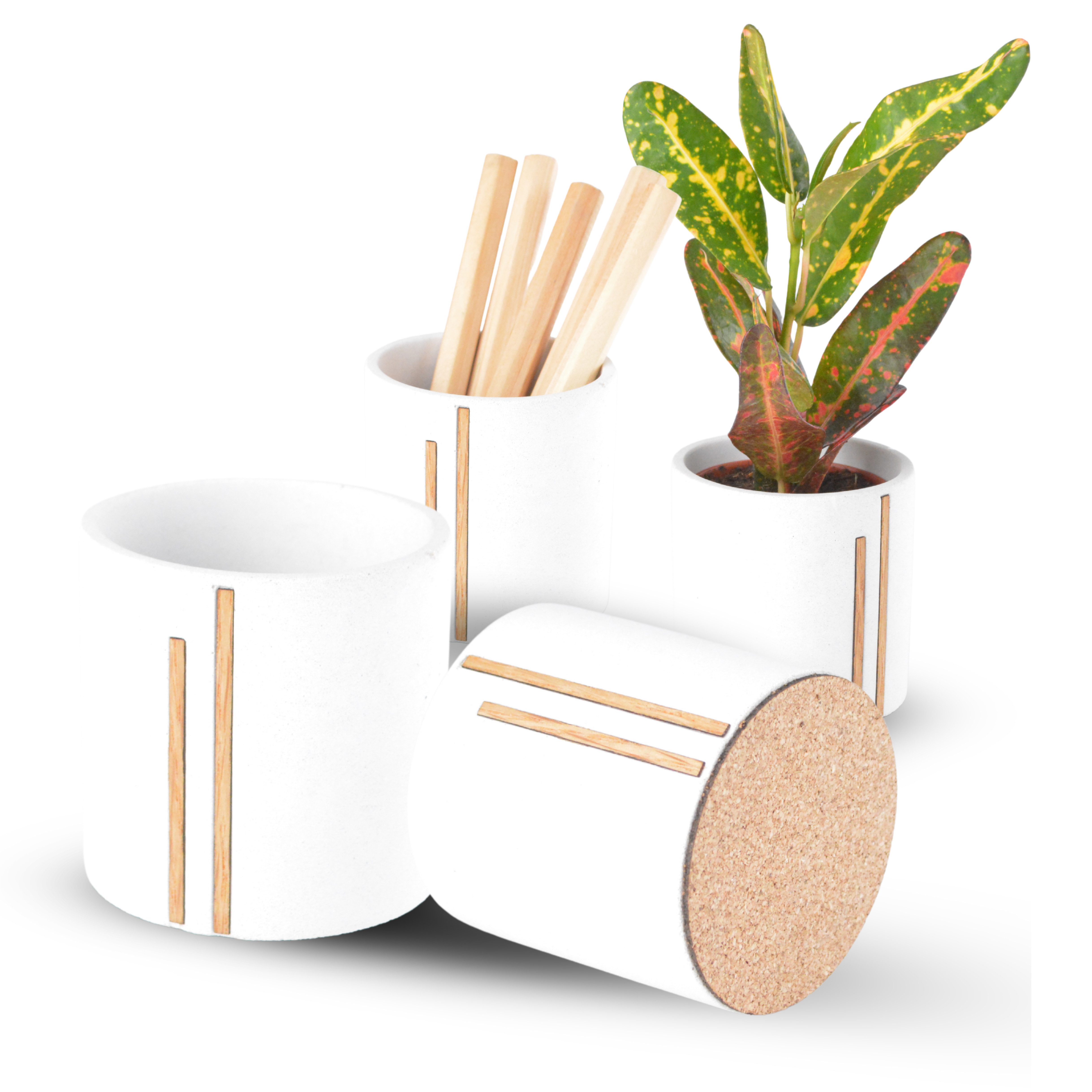 Bannik Blumentopf aus Beton und Holz, günstig online kaufen