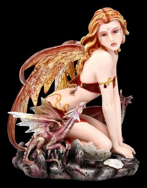 Figuren Shop GmbH Fantasy-Figur Herbst Drachen Elfe - Eline schlüpft - Fantasy Dekofigur