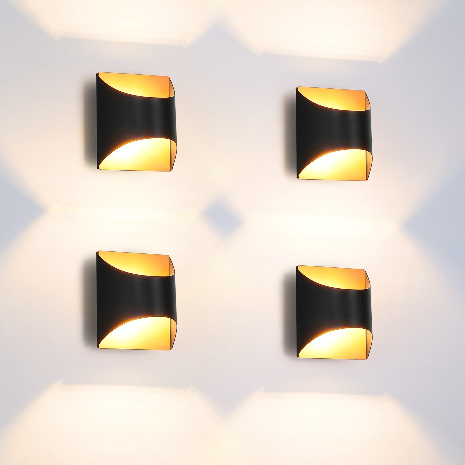 ZMH Wandleuchte Schwarz Gold - Up Down Modern Wandlampen Treppenhaus Kinderzimmer, Einfache Installation, ohne Leuchtmittel, G9 Keramik Wandbeleuchtung für Schlafzimmer
