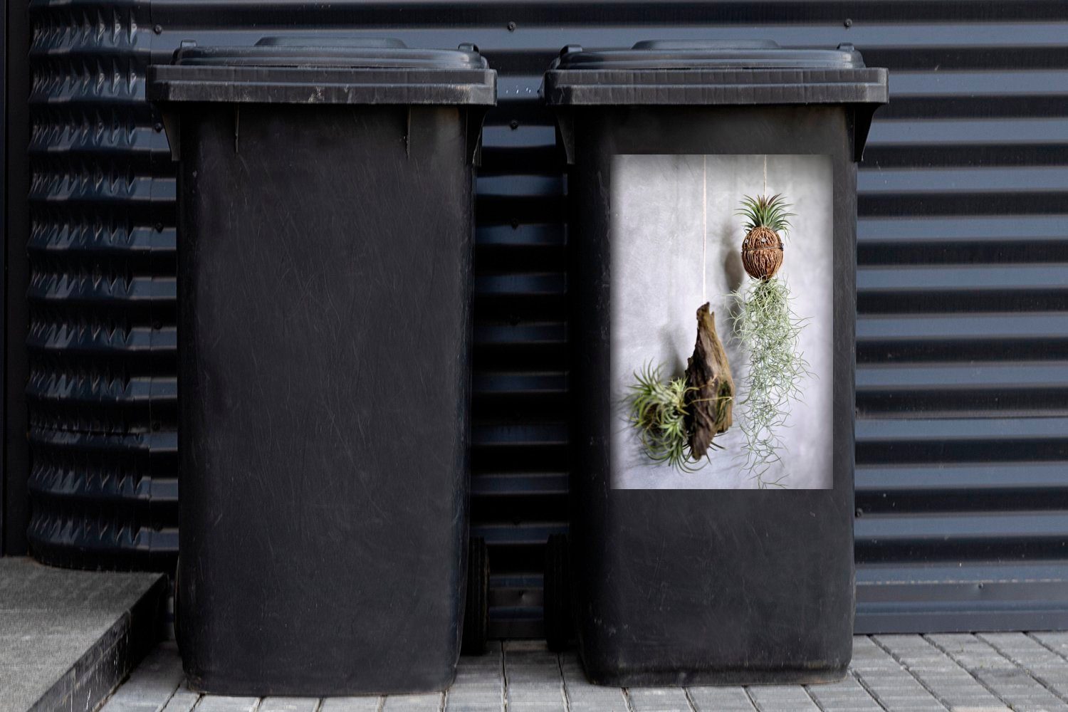St), (1 Sticker, MuchoWow einer Hängepflanzen Wandsticker Ananas Mülleimer-aufkleber, in Container, Abfalbehälter Mülltonne, Form