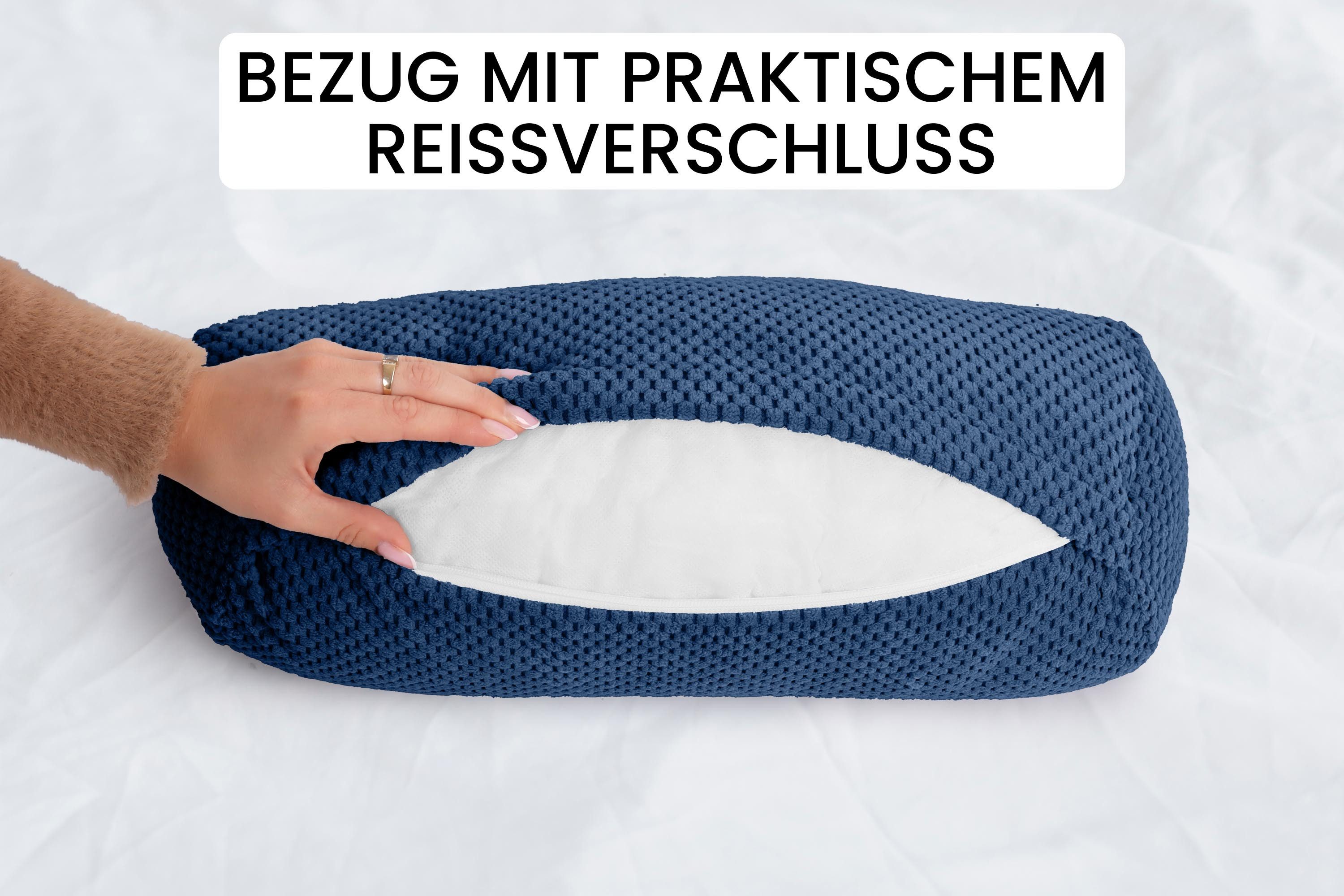 Amilian Nackenrolle 15x40 cm Nackenrollenbezug & Bettrolle - weiche Kissenrolle XXL, Kissen mit Bezug, Bettrolle mit abnehmbarem Bezug, abnehmbar, formstabil, w – Bild 3 von 5