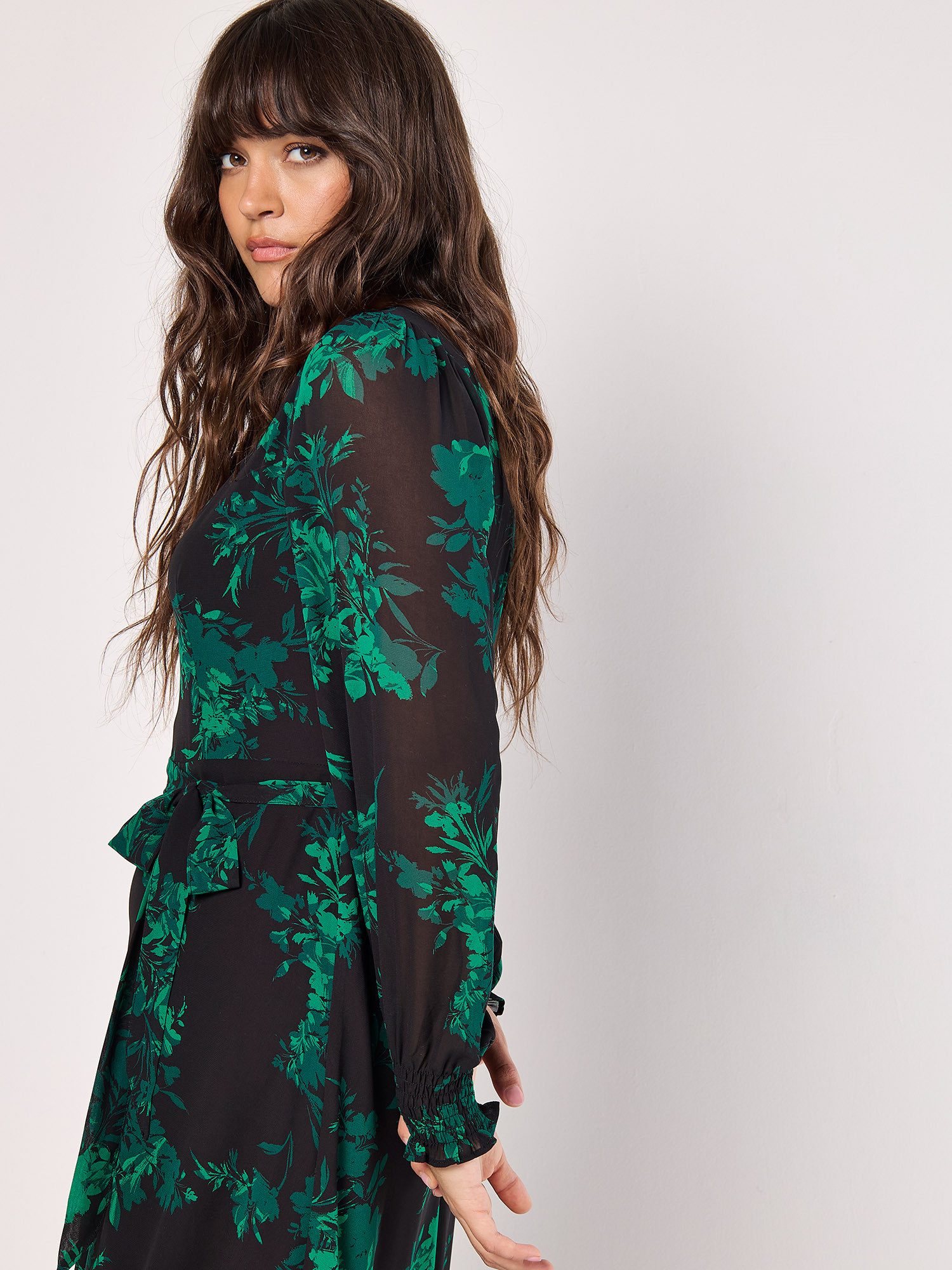 Apricot Druckkleid gefüttertes Midaxikleid (2-tlg) mit floralem Druck günstig online kaufen