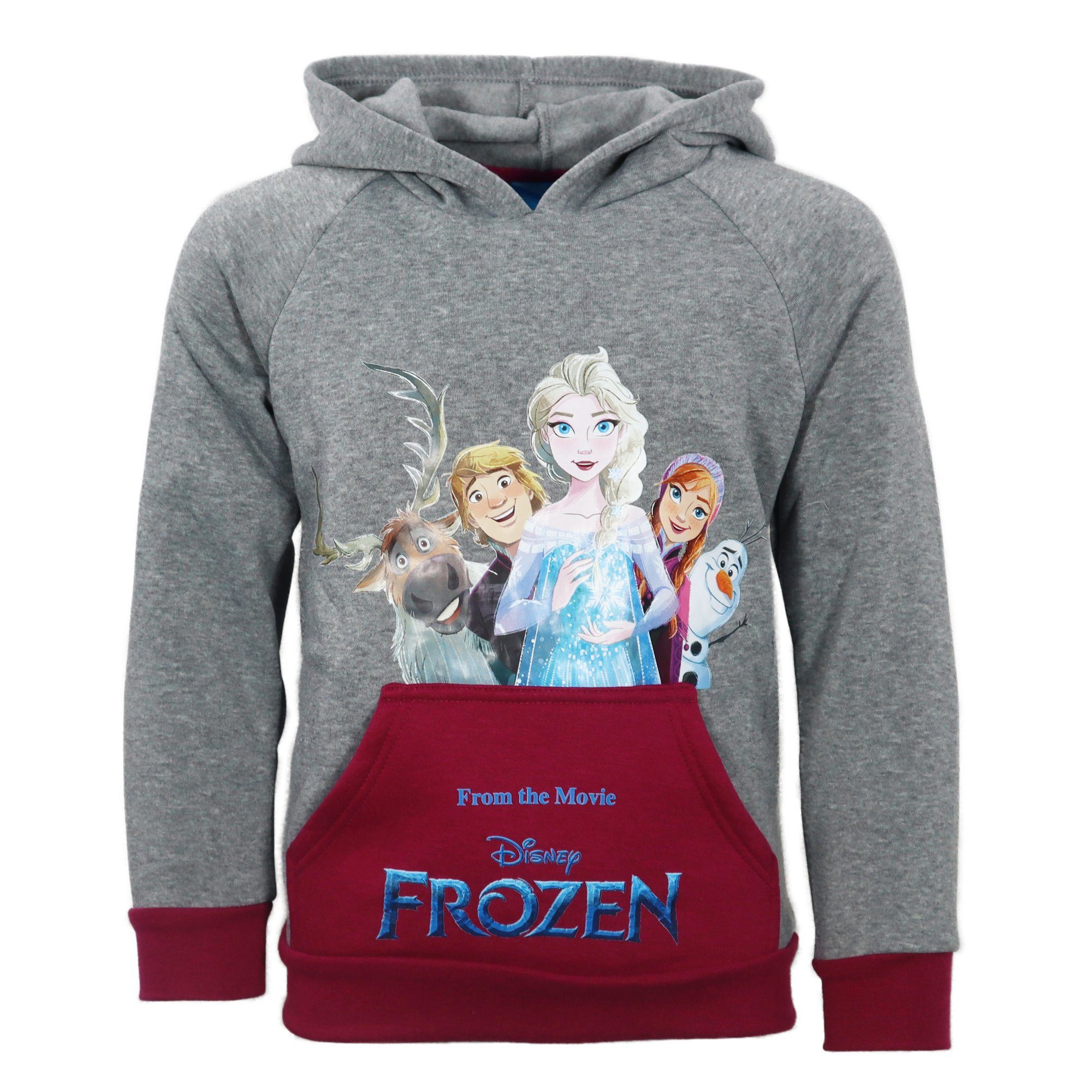 Kapuzenpullover Eiskönigin 92 Hoodie Gr. Kinder Disney 128 Grau Die bis Fleece Pulli Disney