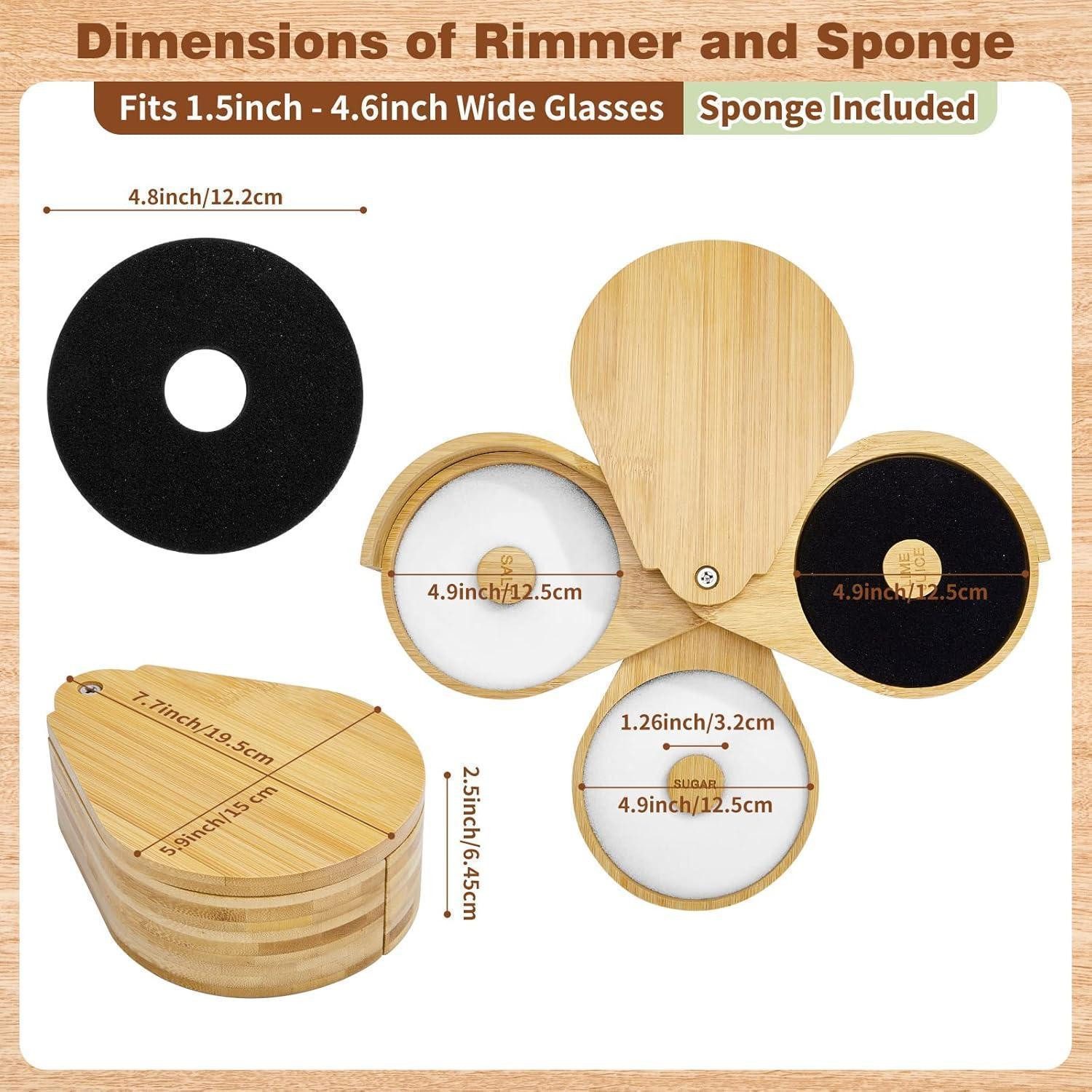 LuxusKollektion Cocktail-Set Salz Rimmer Margarita Bambus Holz 3 Tier Bar Glas Salt Rimmer-Wood