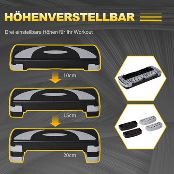 HOMCOM Stepper Steppbrett höhenverstellbar mit 3 Stufen Belastbarkeit bis 150 kg (Set, 1-tlg., 1 x Aerobic-Stepper), 80L x 31B x 20H cm