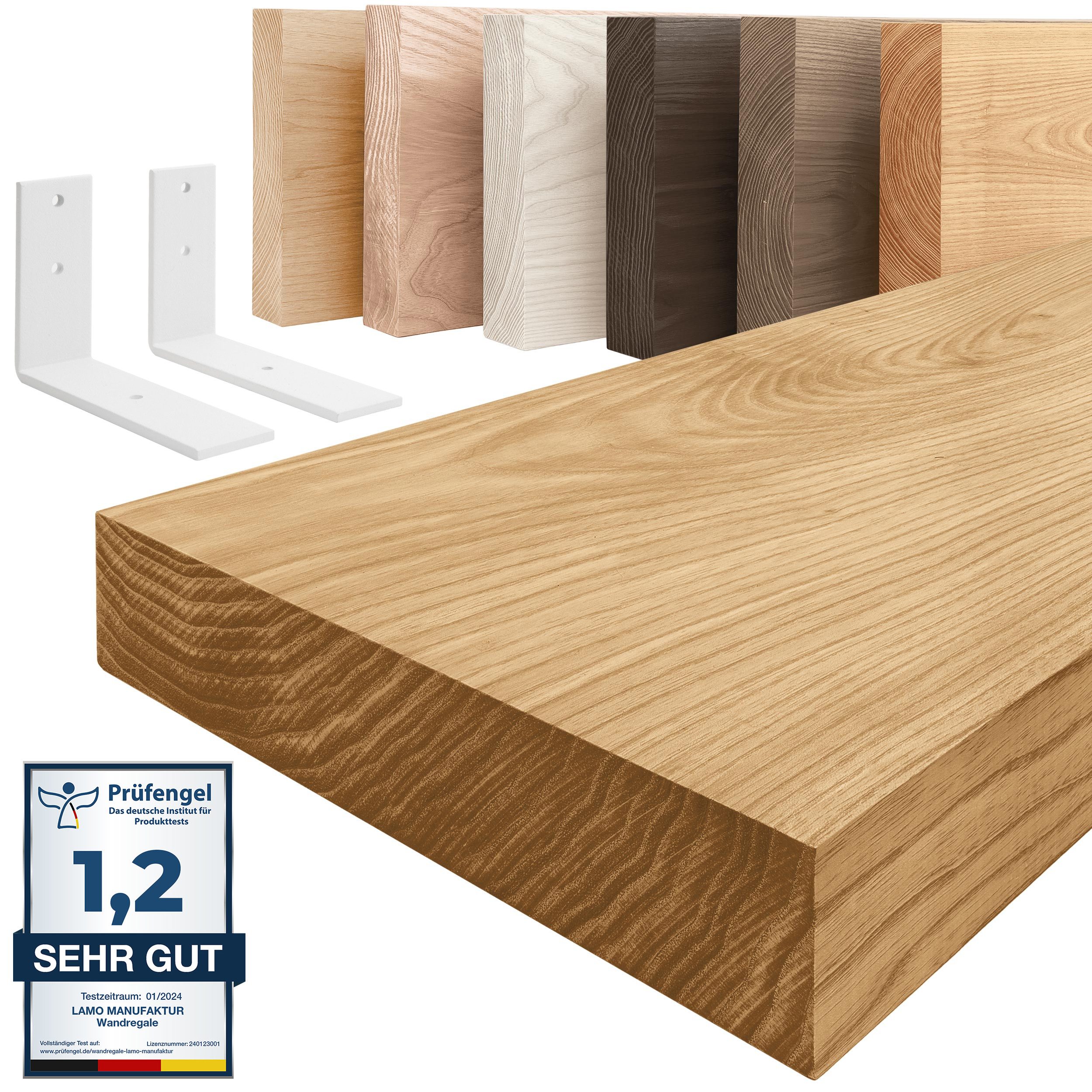 LAMO Manufaktur Wandregal Holz Gerade Regal Farbe: Rustikal mit weißem Basi günstig online kaufen