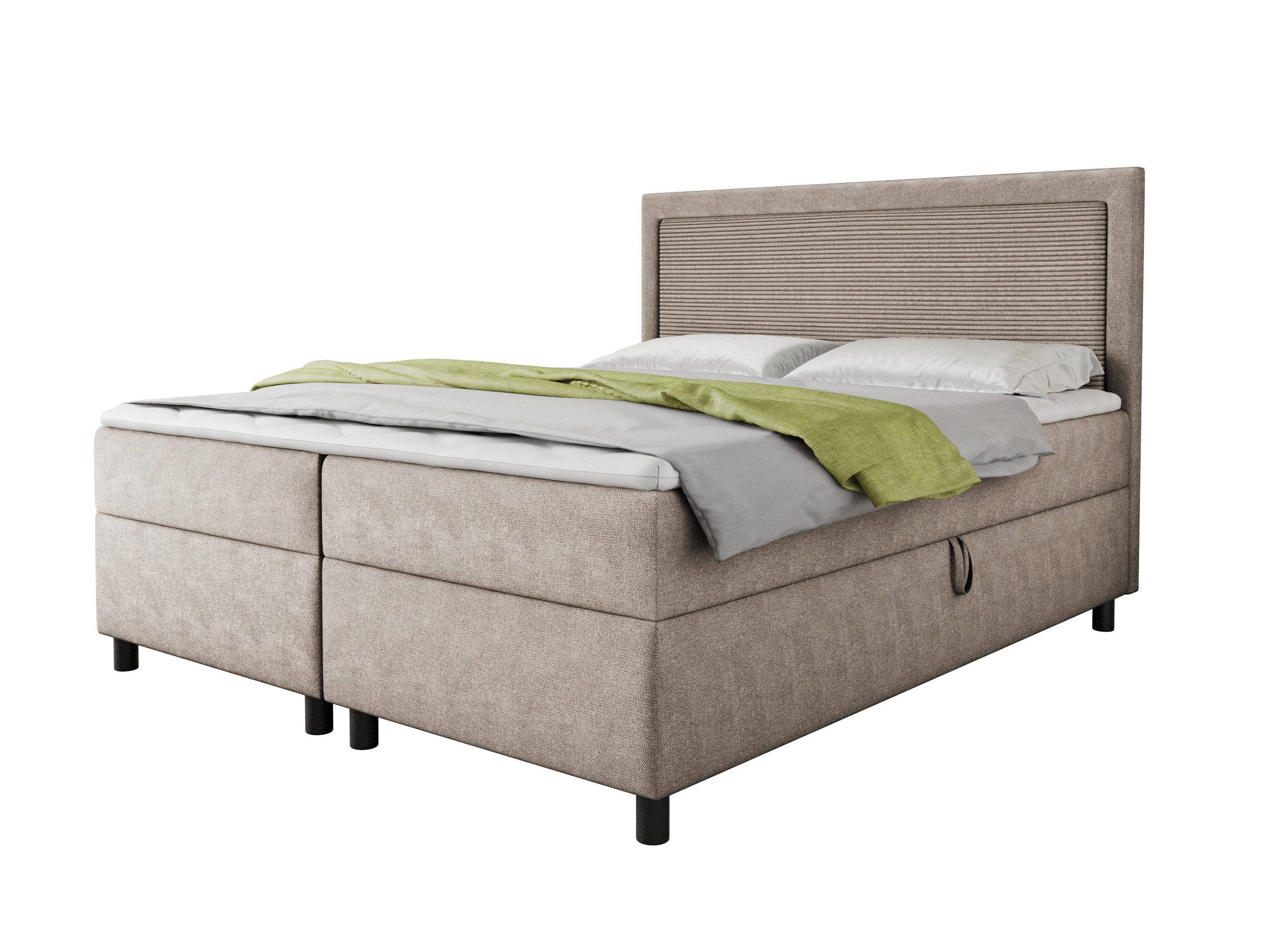 Deine Möbel 24 Boxspringbett JOHN Polsterbett Komplettbett Bett Schlafzimmer Kopfteil Cord (Bonell-Federkernmatratzen H3 Taschenfederkernmatratzen 7 Zonen H4 Stauraum, 3-St., 120x200 140x200 160x200 180x200 200x200), inkl. Bettkasten Topper Beige Grau Graphit Anthrazit Schwarz