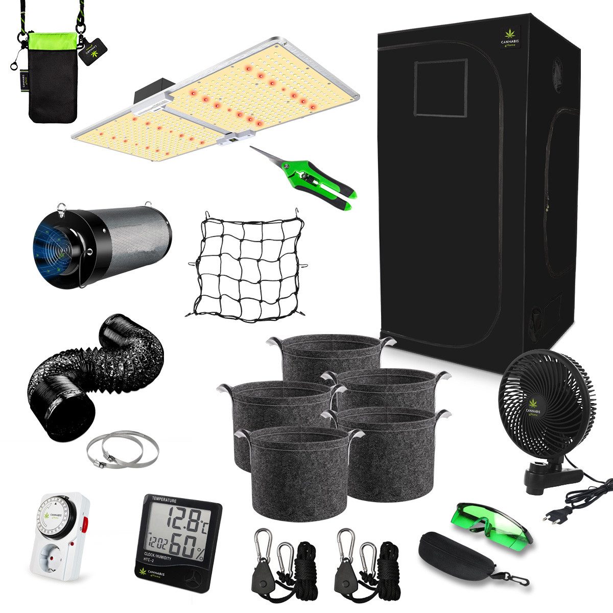 Cannabis 4 Home Gewächshaus Canna4Home GrowBox Komplettset 100 x 100 x 200cm Gewächshaus Zuchtzelt