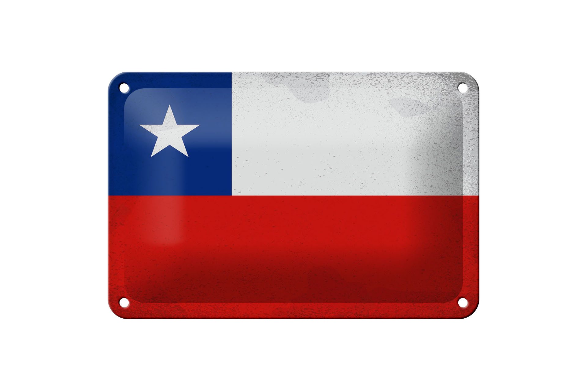 Femer GmbH Metallschild Flagge Chile 18x12cm Flag of Chile Vintage, (1 St), gewölbte Oberfläche, abgerundete Ecken, umgeschlagene Kanten