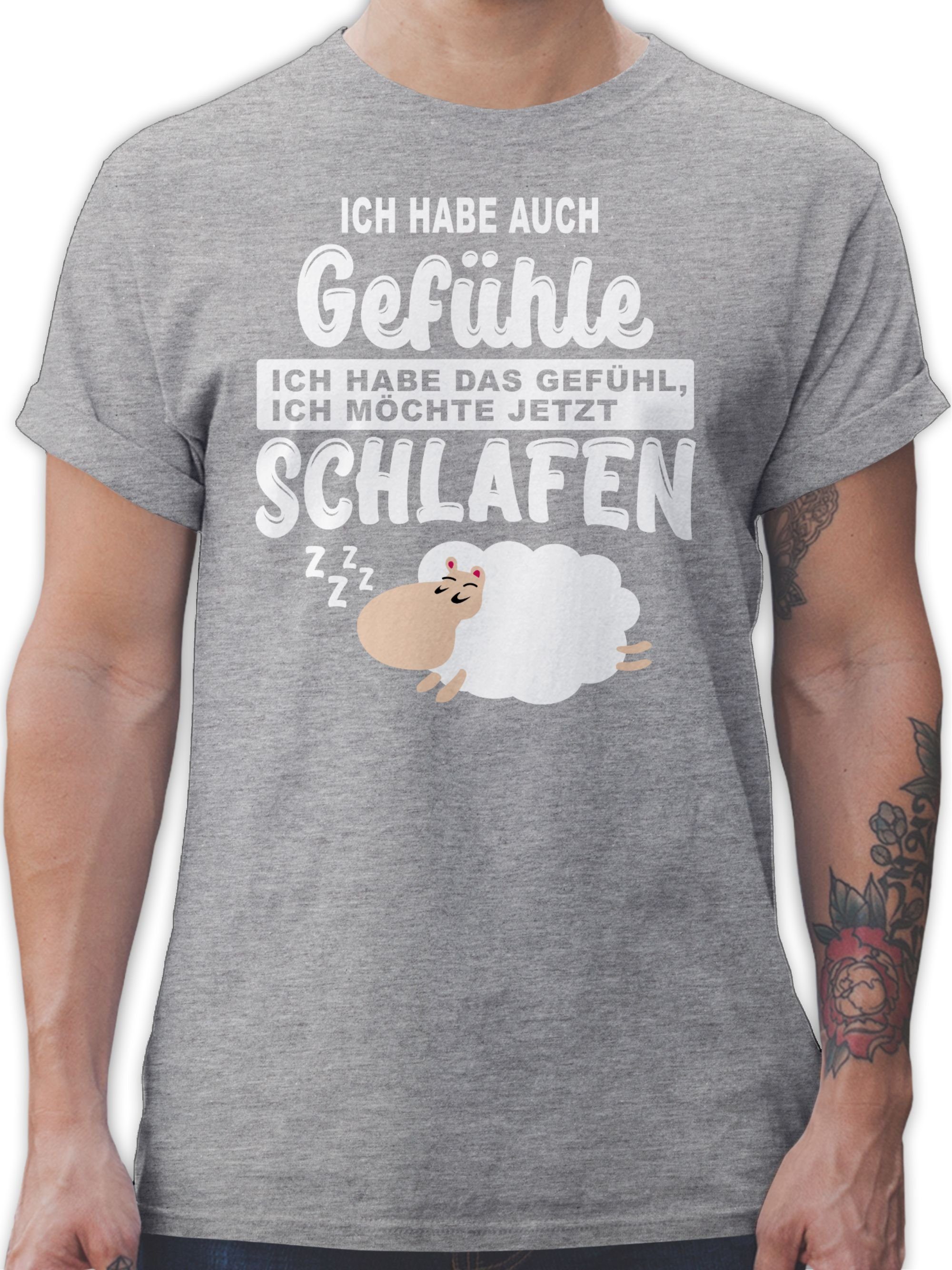 Shirtracer T-Shirt Ich habe auch Gefühle Ich habe das Gefühl ich möchte jetzt schlafen Sprüche Statement mit Spruch 2 Grau meliert