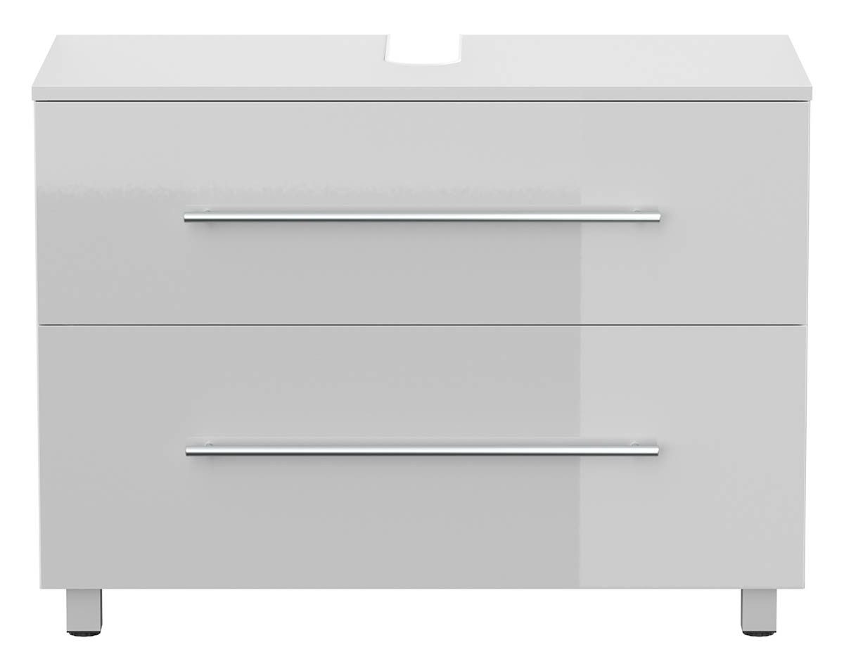 einfachgutemoebel Waschtisch-Set Badezimmer Stand-Waschtisch SENTINEL 85cm, weiß hochglanz, (Badmöbel Set, 1-St., Waschtisch Set)