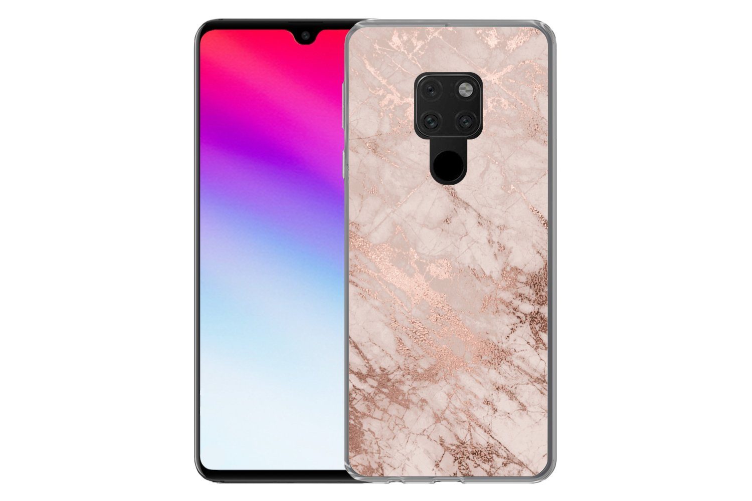 MuchoWow Handyhülle für Huawei P40 Lite Marmor - Rosa - Luxus - Marmoroptik - Glitzer - De, Handy Case, Silikon, Bumper Case Dünn