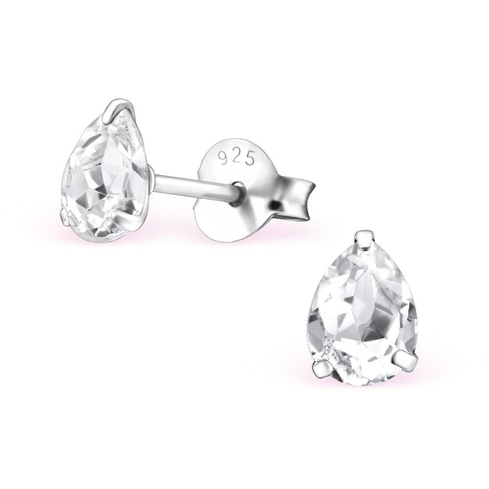 (2 CRYSTALE™ Paar Ohrschmuck BUNGSA (1 LA 925 mit Ohrringe 2-tlg), Kristallen Stück), Ohrring-Set Tränenform Ohrstecker aus Silber