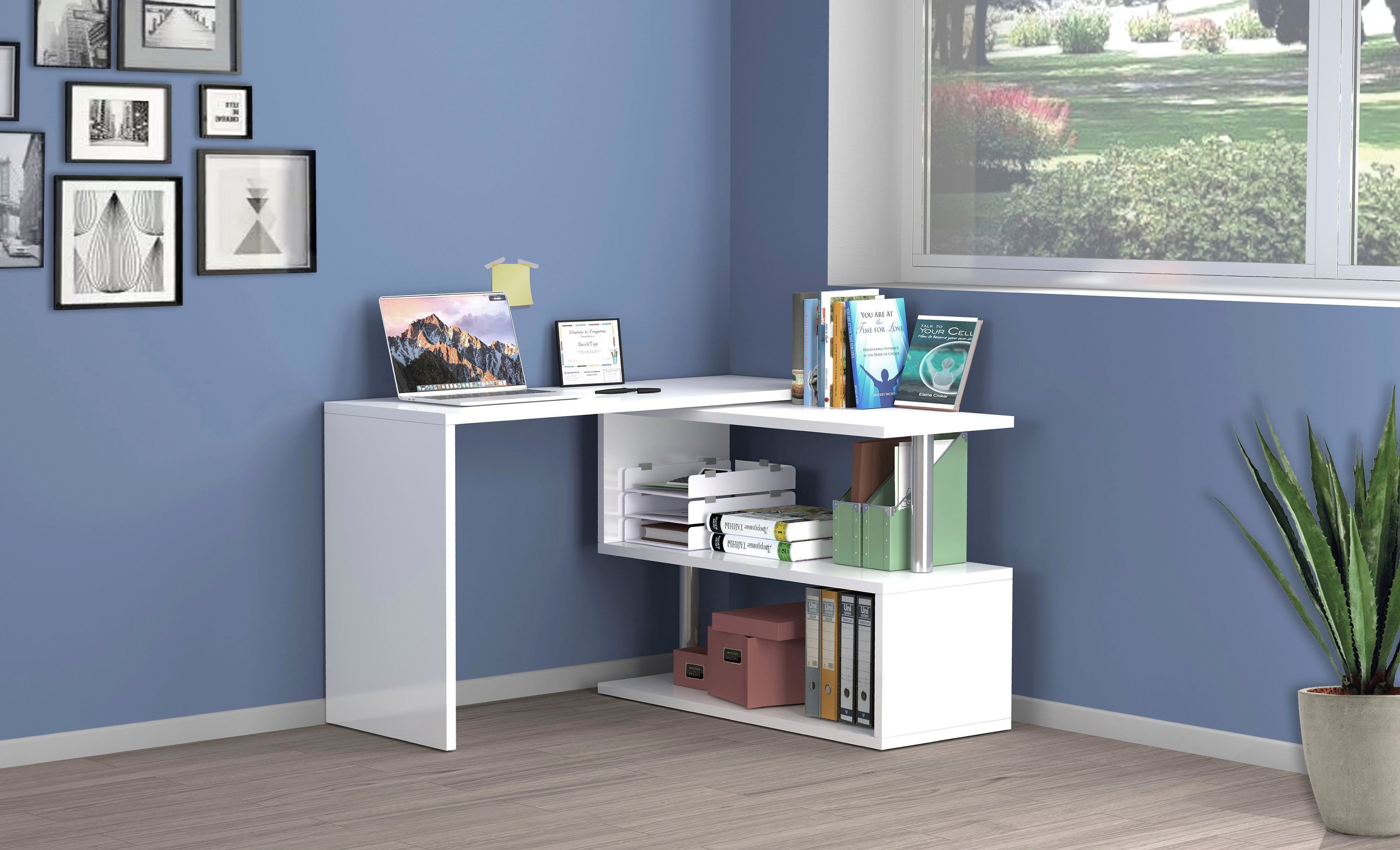 Home affaire Schreibtisch Volta, Made in Italy, multifunktional - als Computertisch, Eckschreibtisch oder Sideboard