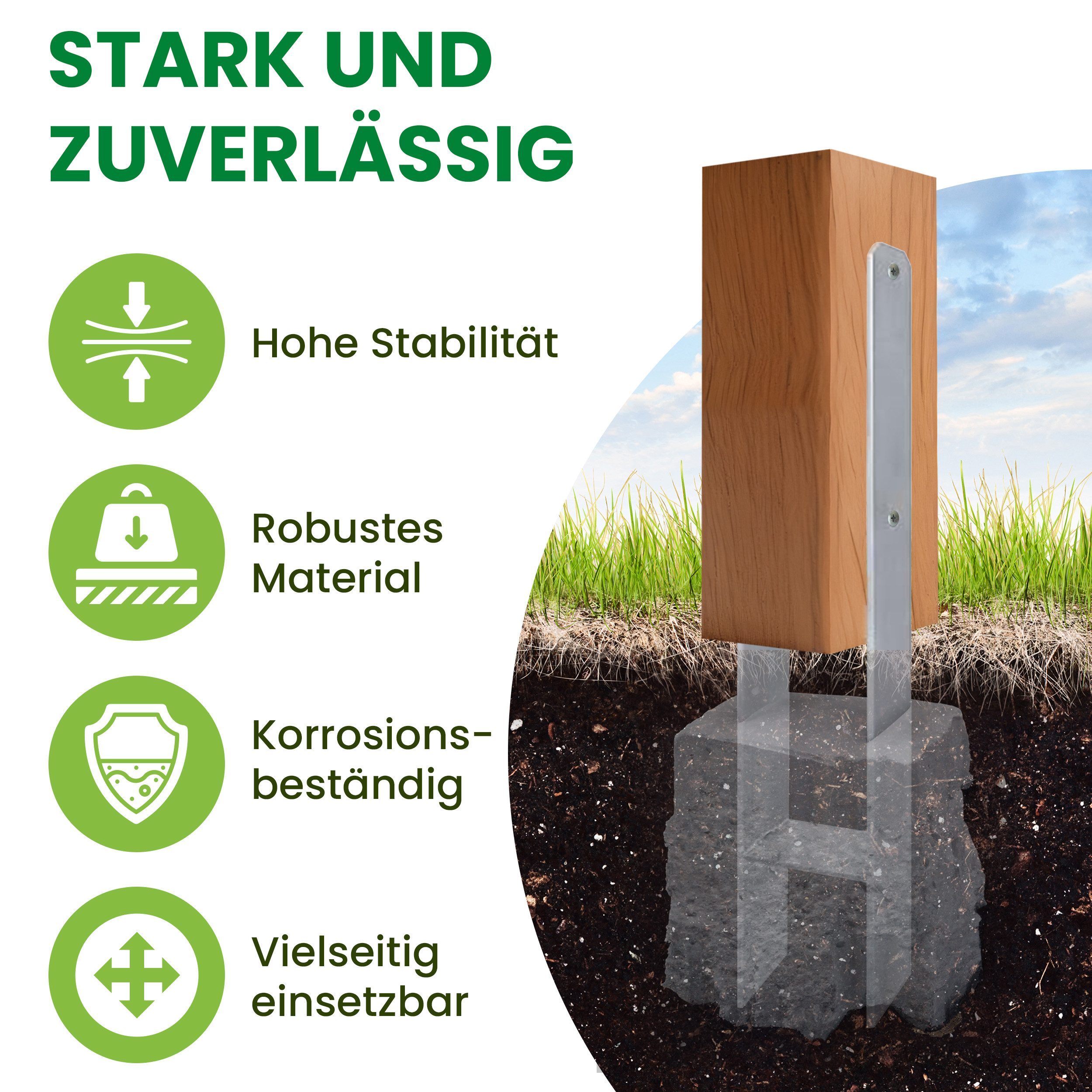 Gartenwelt Riegelsberger Bodenanker H-Pfostenträger Bodenhülse Carport günstig online kaufen