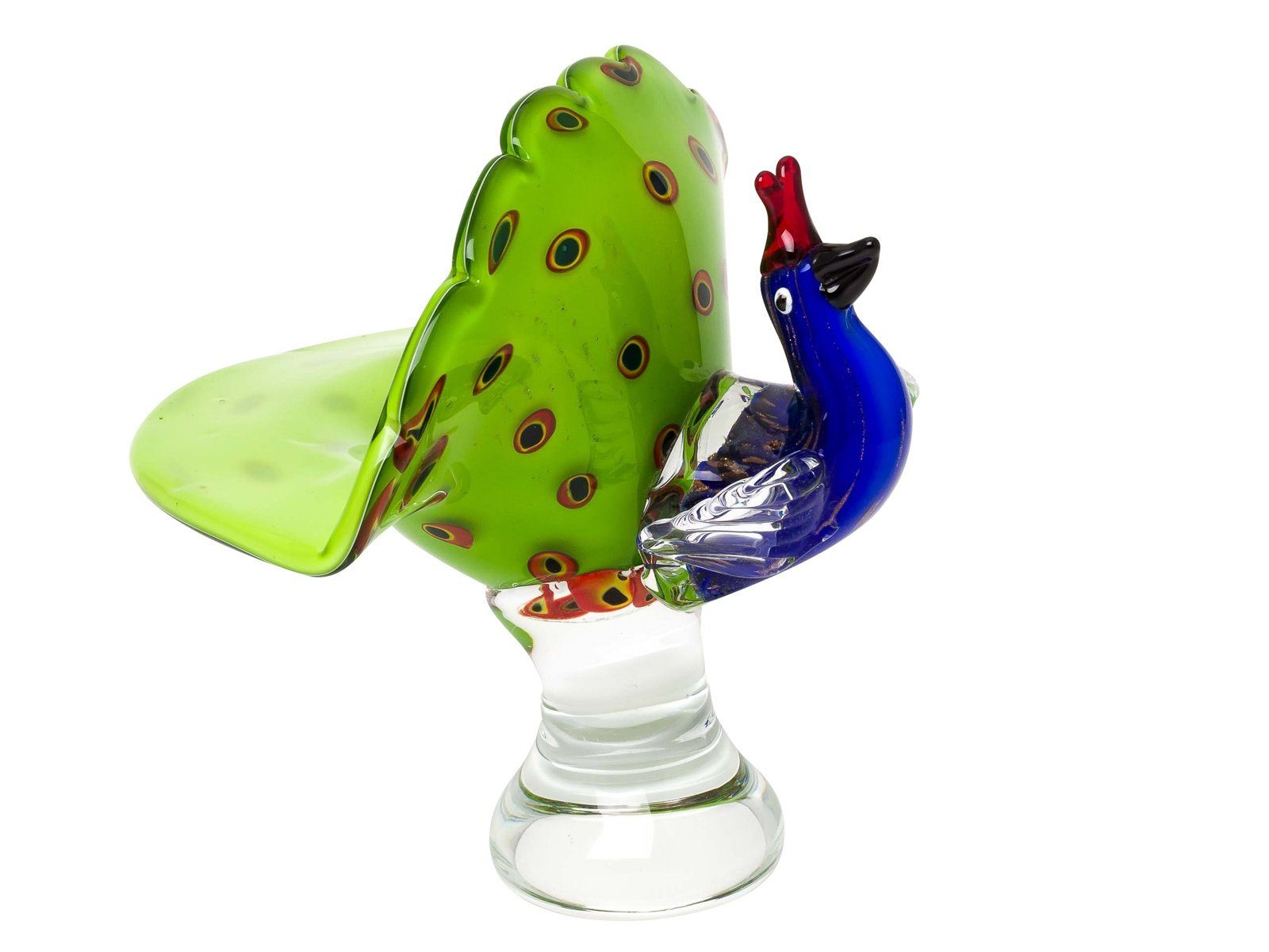 Aubaho Obstschale Glasschale Pfau Glas Dekoration Figur Vogel 27cm Schale