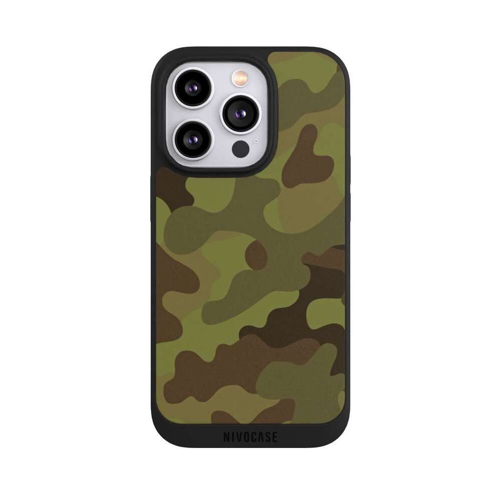 NIVOCASE Handyhülle Camouflage Tarnmuster Bundeswehr Military Denim Camo, Apple iPhone 14 Pro Handyhülle Hülle NIVOpure Case Schwarz
