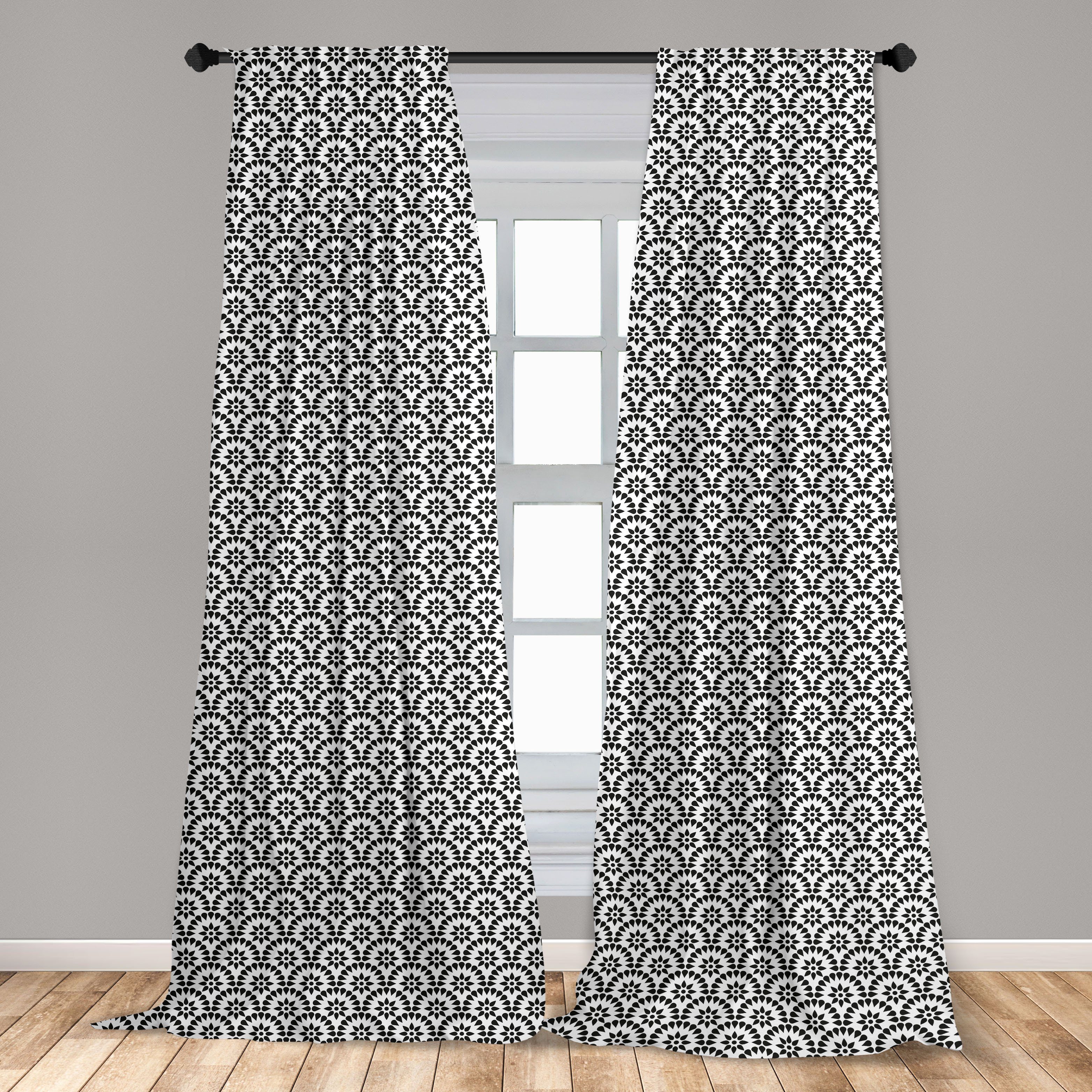 Gardine Vorhang für Wohnzimmer Schlafzimmer Microfaser, Abstrakt Runde Monotone Abakuhaus, Dekor, Blatt Artikel