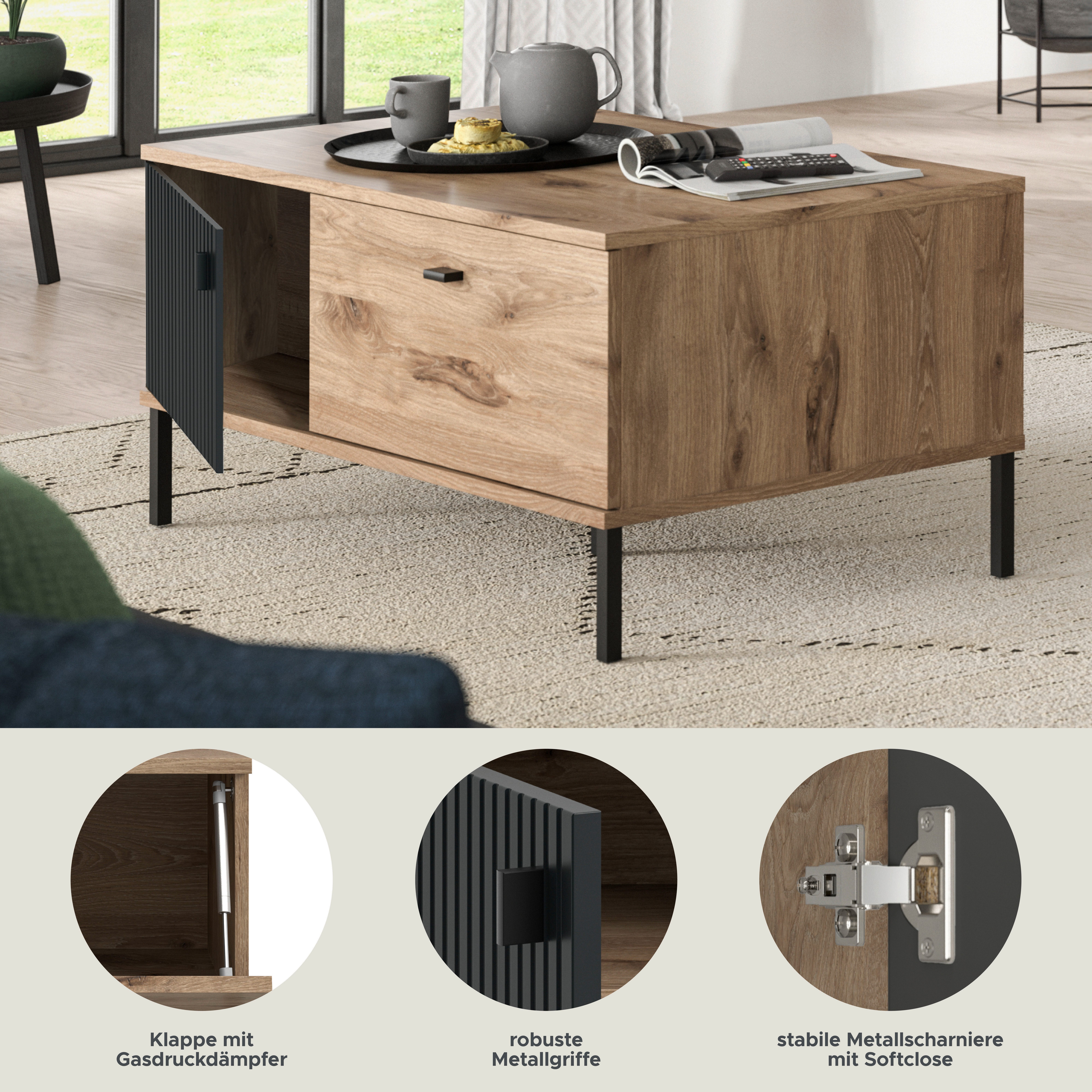 INOSIGN Couchtisch TREVERK, Breite: 100 cm (1-St), Couchtisch, Wohnzimmertisch, Beistelltisch, Wohnzimmer