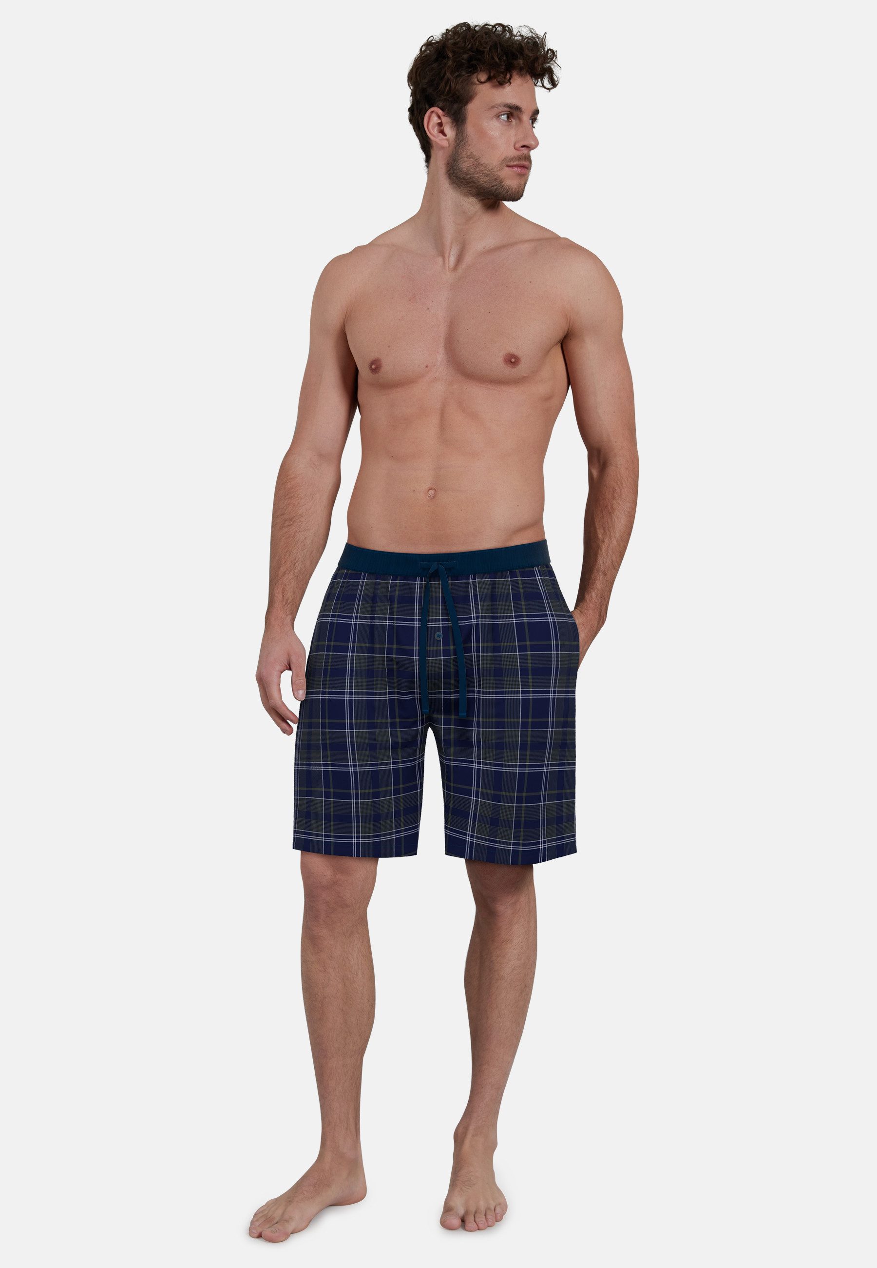CECEBA Schlafhose Canadian Bermuda 31235 Popeline-Qualität im Karo-Design