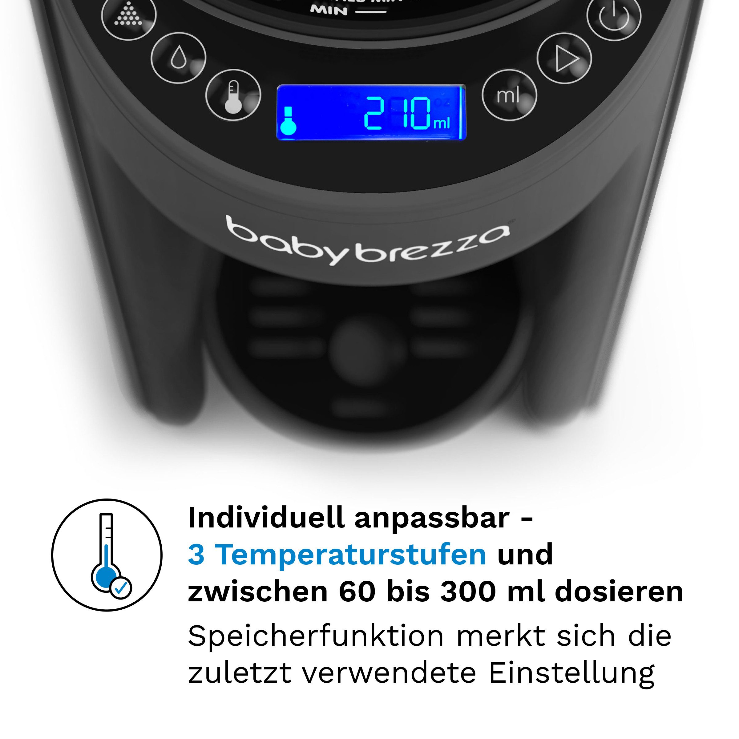 Baby Brezza Babyflaschenwärmer Automatischer Flaschenzubereiter mit Pulvermischung und Temperaturwahl, Zubereitung in Sekunden – ideal auch für nachts