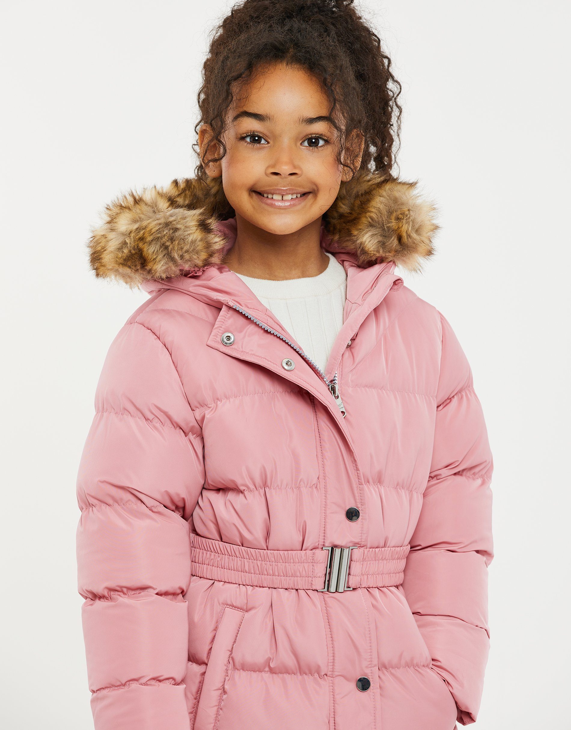 Hooded rosa Winterjacke Pink- THB Threadgirls Belted Joni Jacket