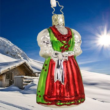 INGE-GLAS® Christbaumschmuck INGE-GLAS Weihnachts-Anhänger rot grünes Dirndl (1-tlg)