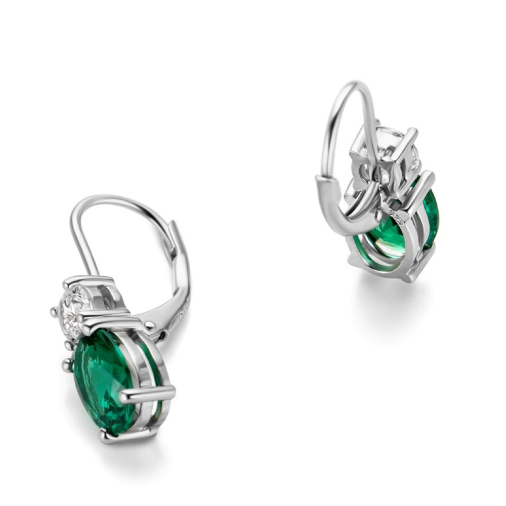 Miore Paar Ohrhänger SAS006E - 925 Sterling Silber mit Smaragden 2 Kt & Zirkonia 0.9 Kt, Ohrringe für Damen in Echtsilber – Bild 2 von 4