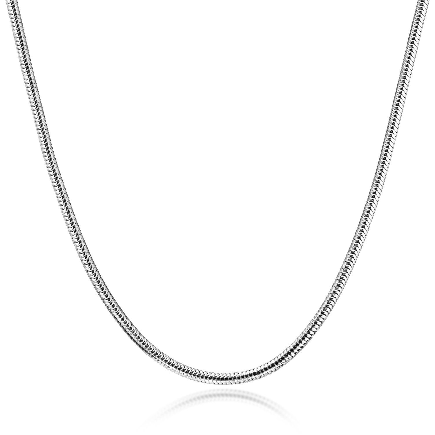 Materia Schlangenkette Damen Herren Halskette 3mm K28, aus 925 Sterling Silber, rhodiniert