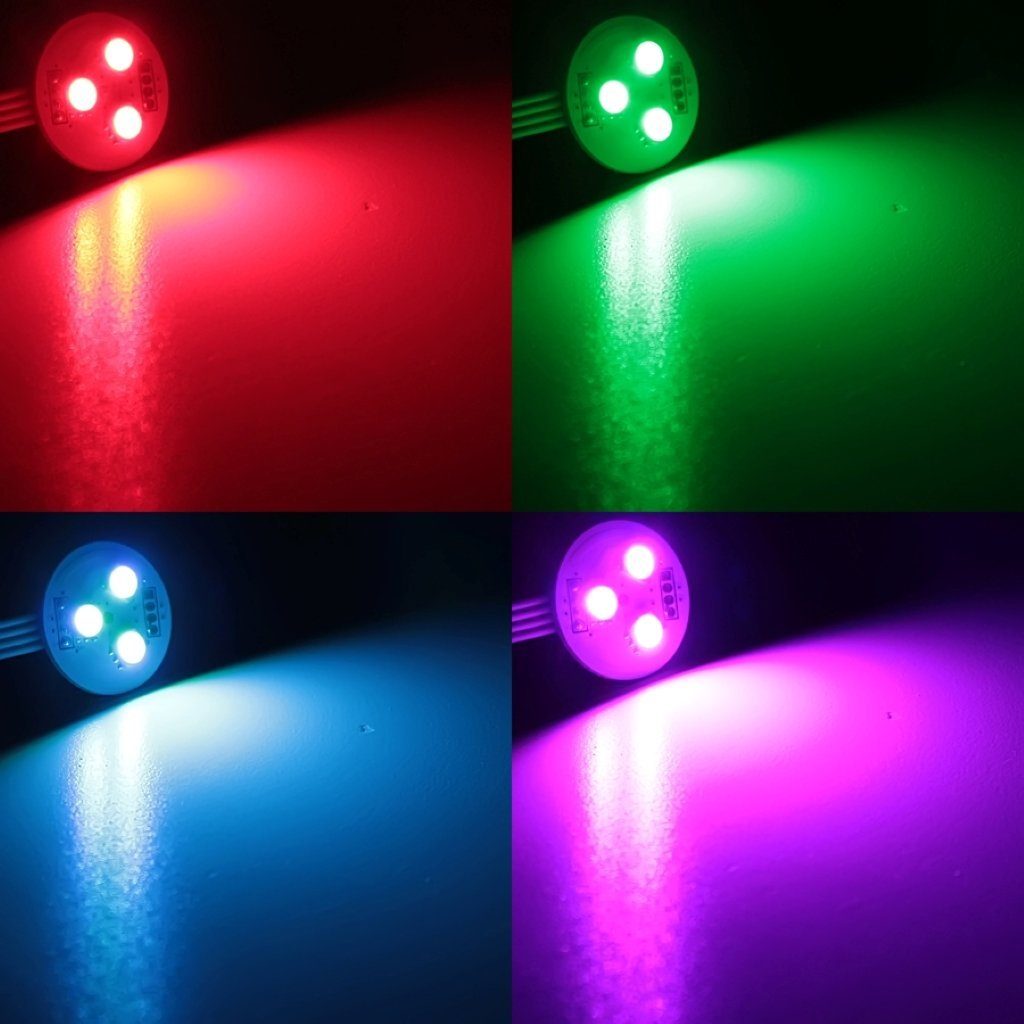 Ogeled LED-Lichterkette 12V LED Cluster RGB 2,6cm rund, LED Modul, dimmbar, RGB Farbwechsel, mit Kabel