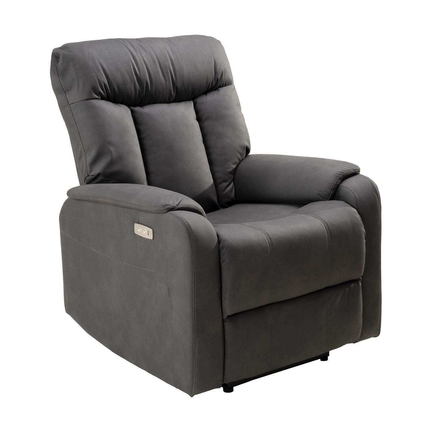 Femo Trade Relaxsessel FM-3215, Anthrazit, Mikrofaser, USB-Anschluss, 1-motorig, elektrische Relaxfunktion, B 79 x H 100 x T 93 cm