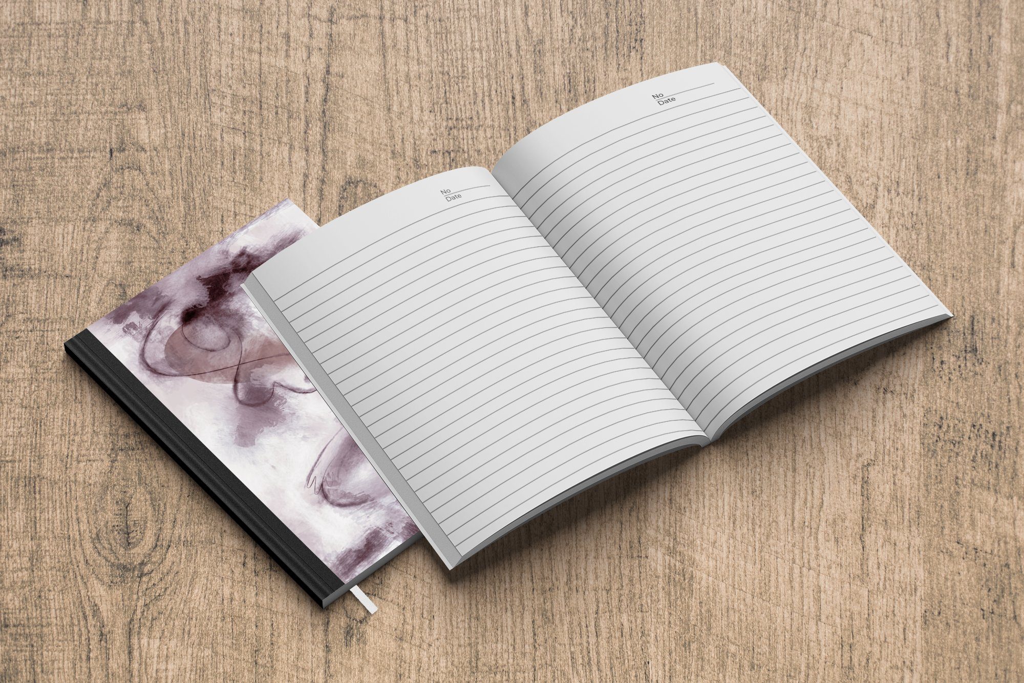 MuchoWow Notizbuch Frau - Seiten, Abstrakt A5, - Porträt Notizheft, Linienkunst Lila, Journal, Haushaltsbuch Tagebuch, - - 98 Merkzettel