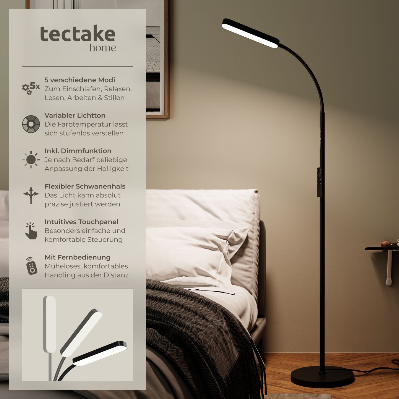 tectake Stehlampe Wohnzimmerlampe Prisma LED, 5 günstig online kaufen