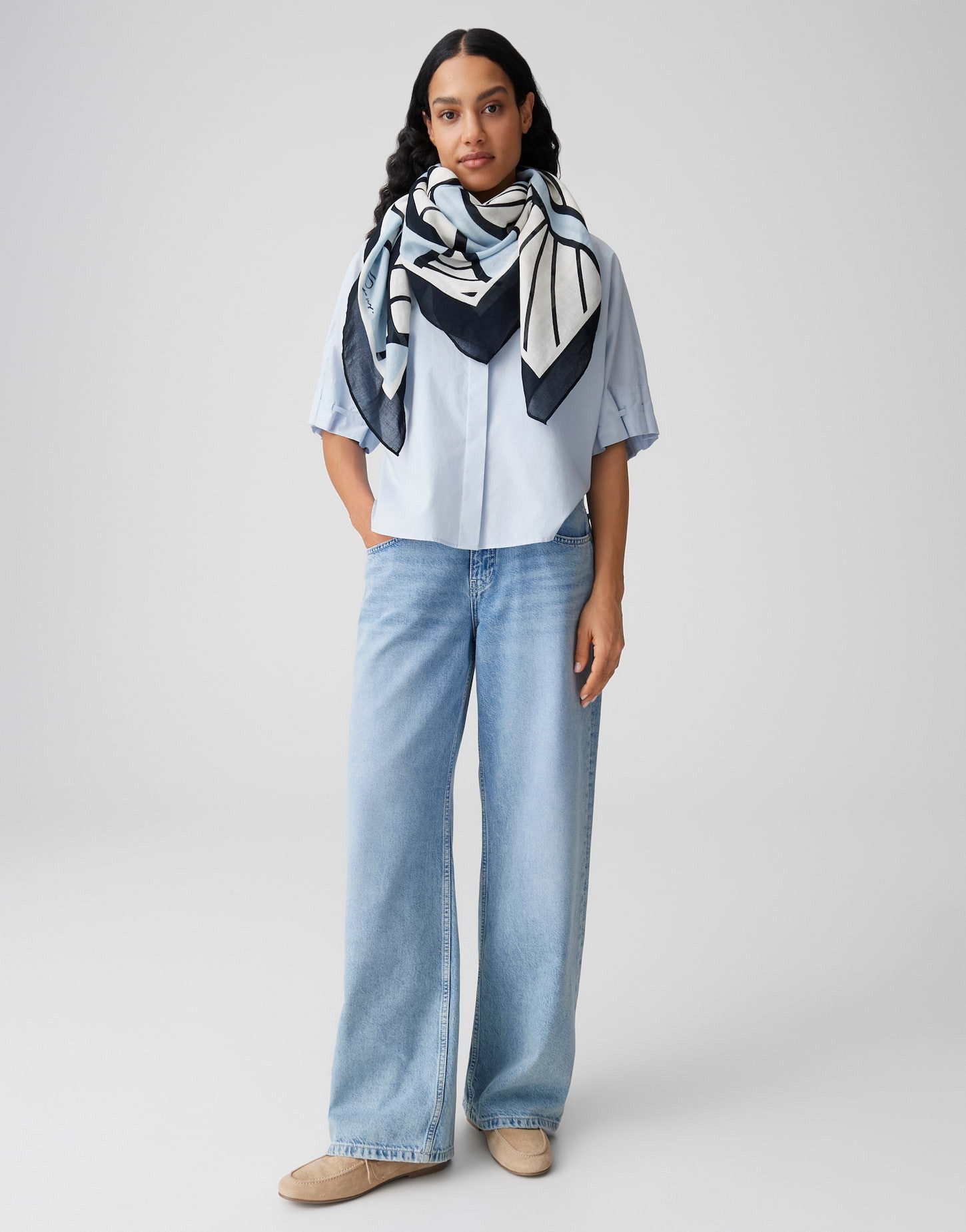 OPUS Halstuch Aflippa scarf aus Webware, All-Over-Print, fließender Fall, weicher Griff, Casual