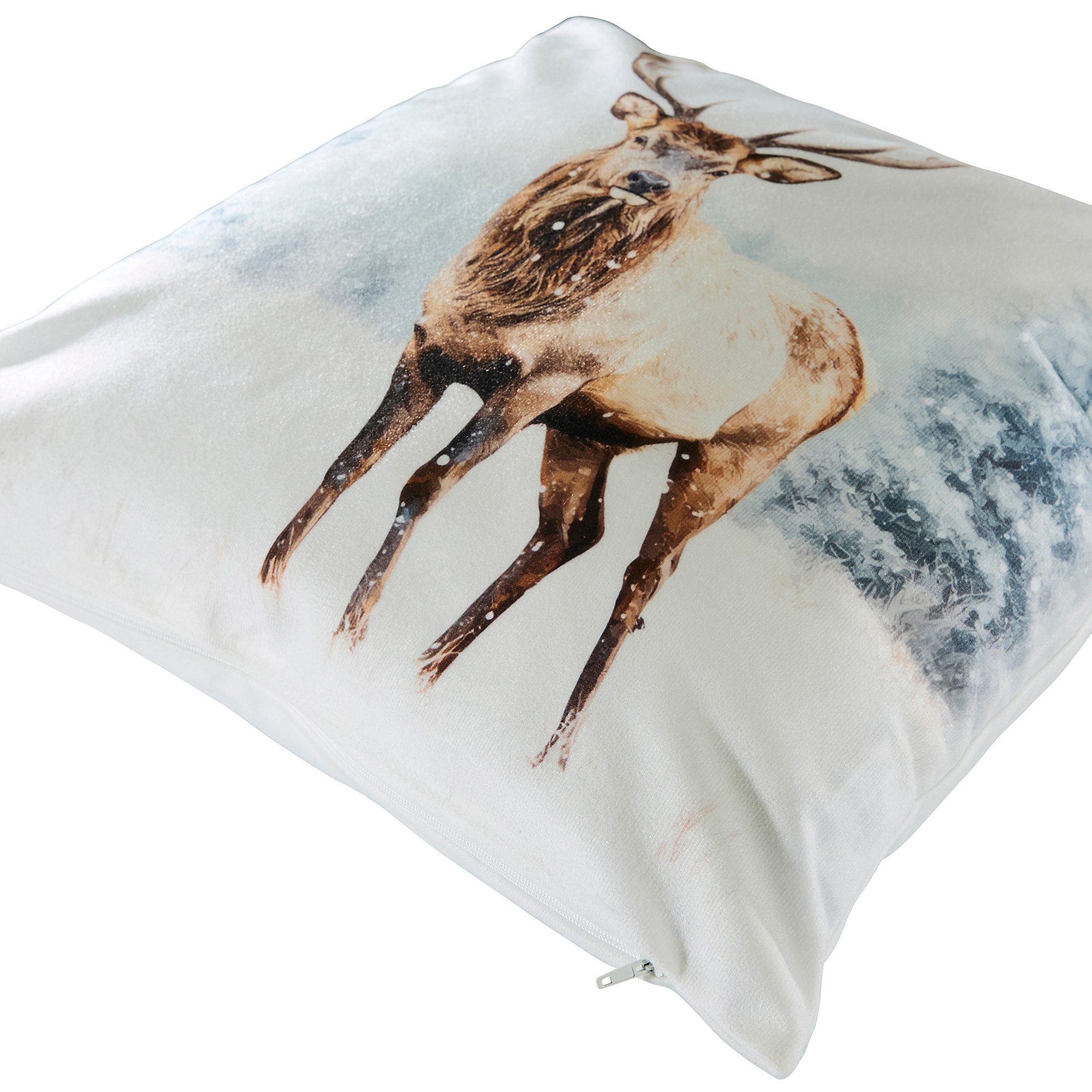 REDBEST Kissenbezug Kissenhülle "Winterhirsch", Nicky-Velours Motiv günstig online kaufen