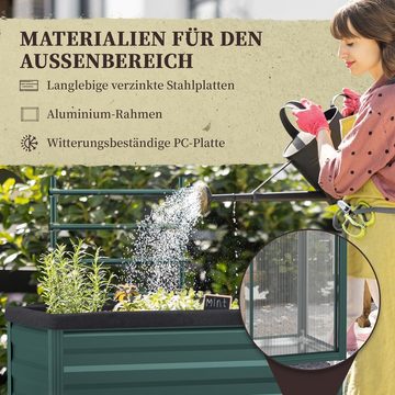 Outsunny Hochbeet Pflanztisch mit Stauraum und Spalier (Anzuchtbeet, 1 St., Blumenkasten), für Garten, Balkon, Grün