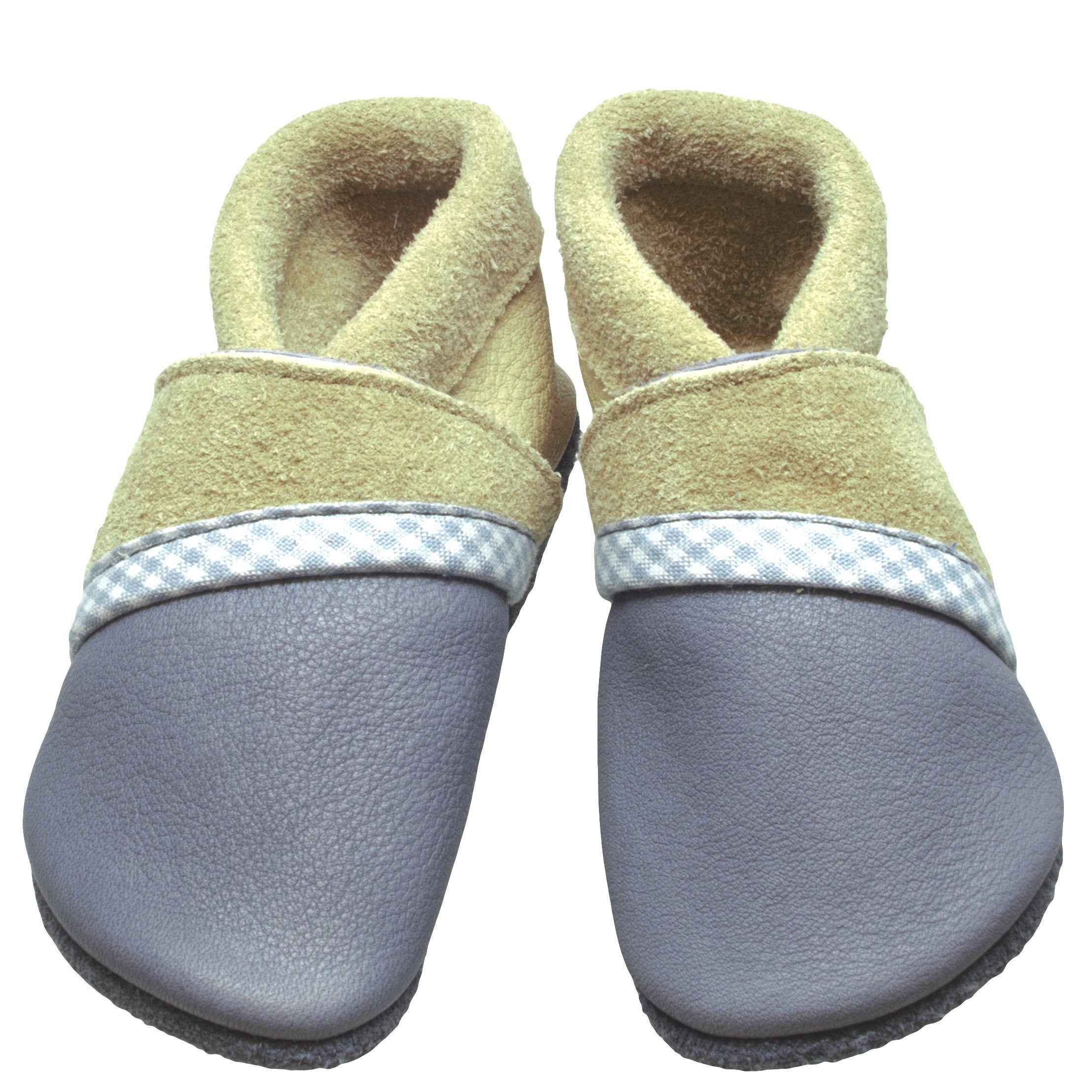 Pantolinos Пинетки  Pantolinos Karolinos Hausschuhe Ökoleder Grau Krabbelschuh
