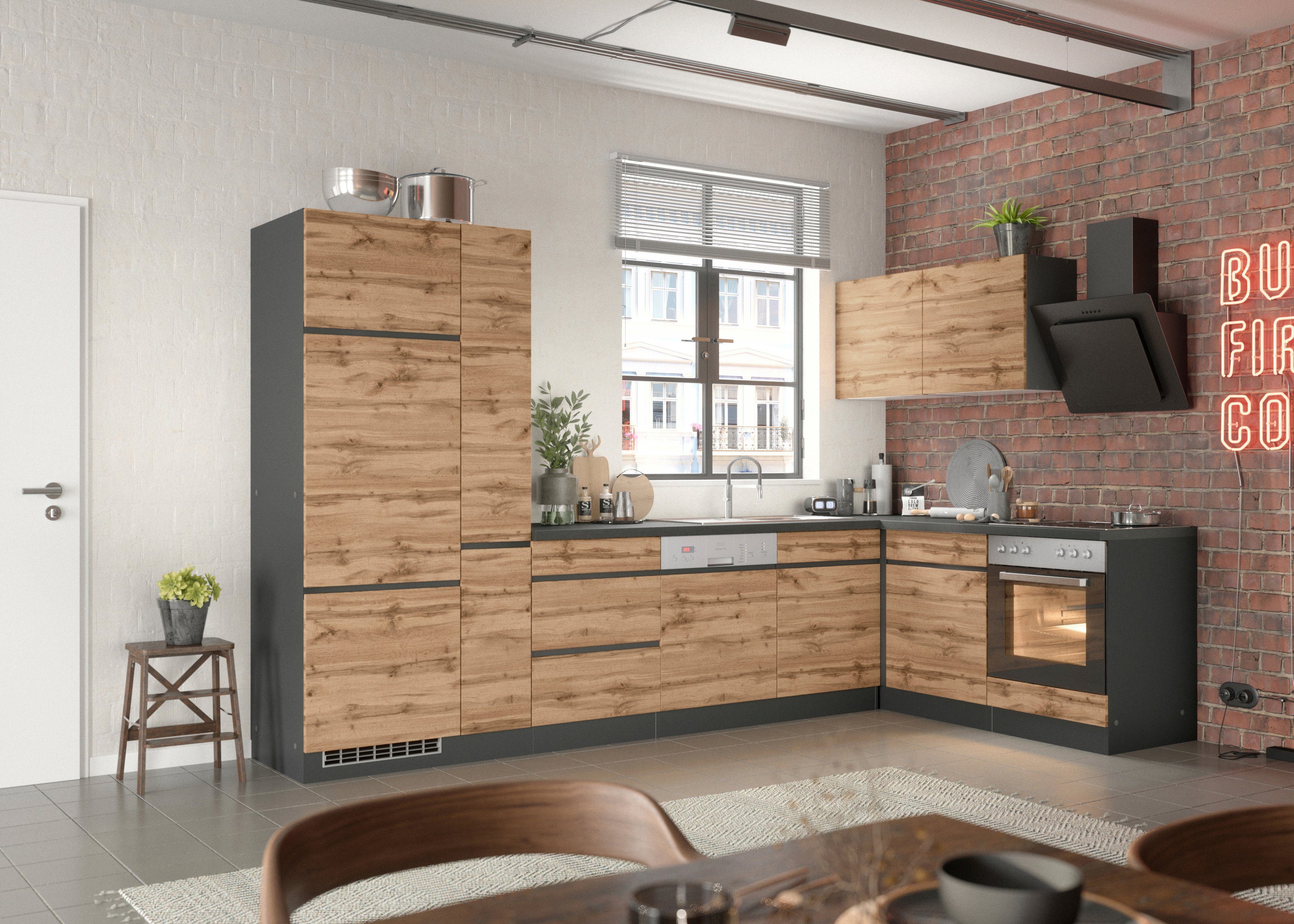 KOCHSTATION Winkelküche KS-Riesa, Stellbreite 240x270 cm, wahlweise mit oder ohne E-Geräte