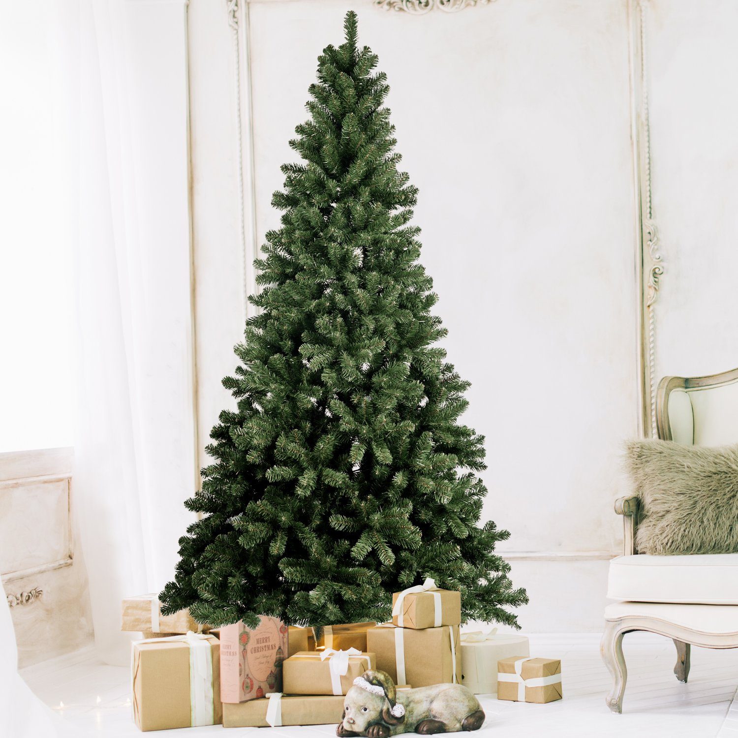 Metallständer, Tidyard Licht Künstlicher Weihnachtsbaum mit PVC-Weihnachtsdekoration, stabilem ohne