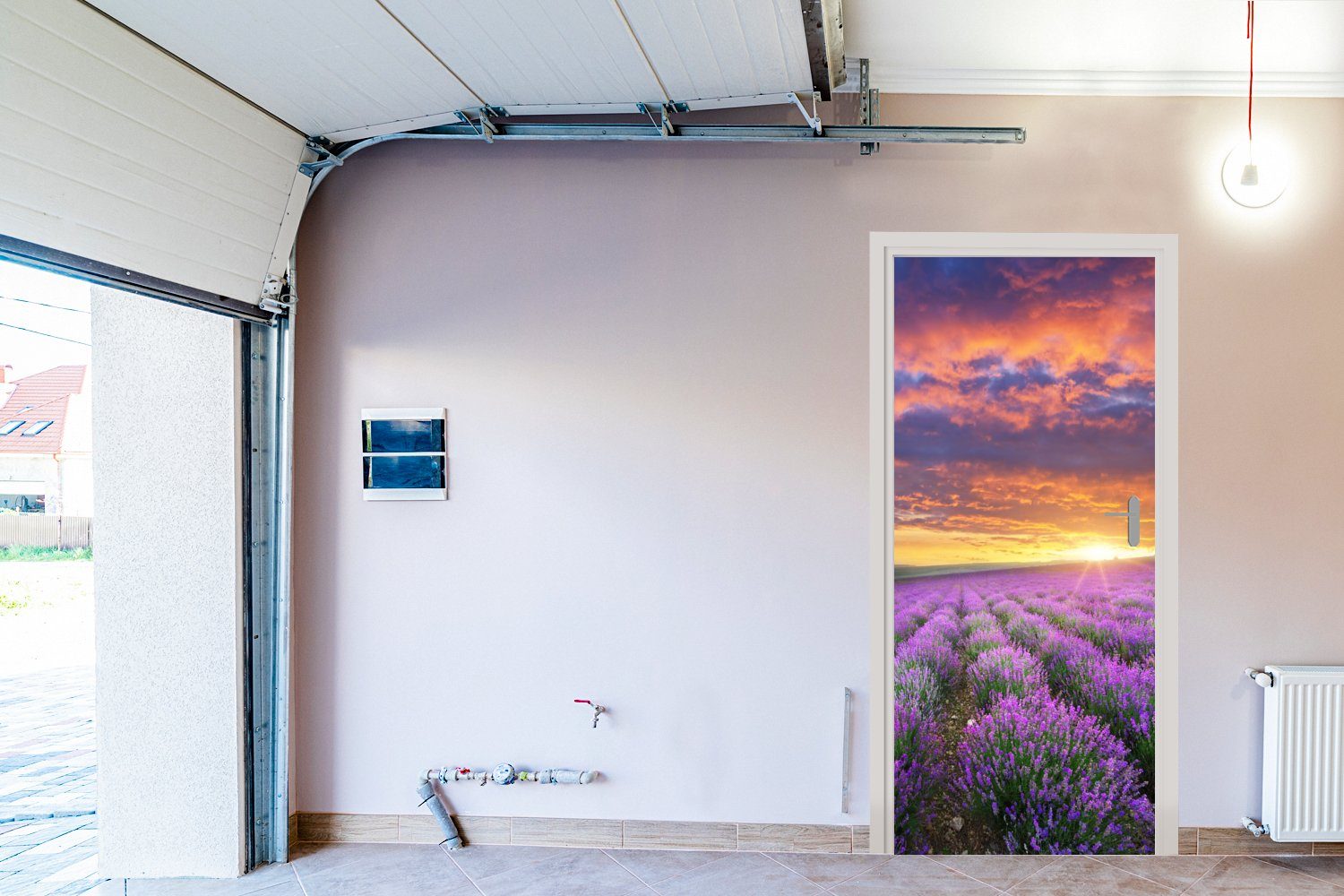 Matt, Türtapete Wolken Tür, 75x205 - cm bedruckt, MuchoWow (1 Fototapete Lavendel St), - Frühling, für Türaufkleber,