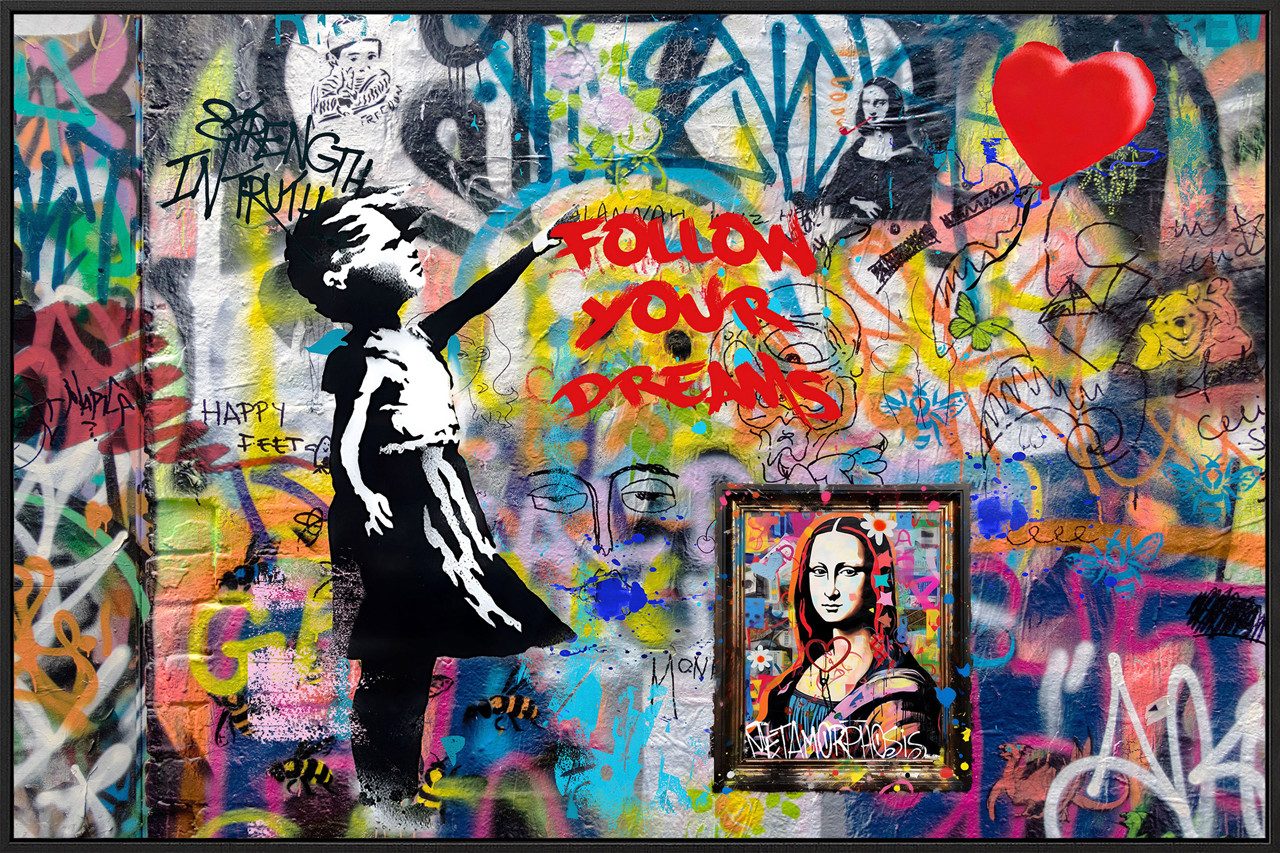 ArtUniverse Gemälde Streetart Dreams! Morderne Traäume 80x120 cm, Dreams!, 80x120 cm inkl. Aufhänger