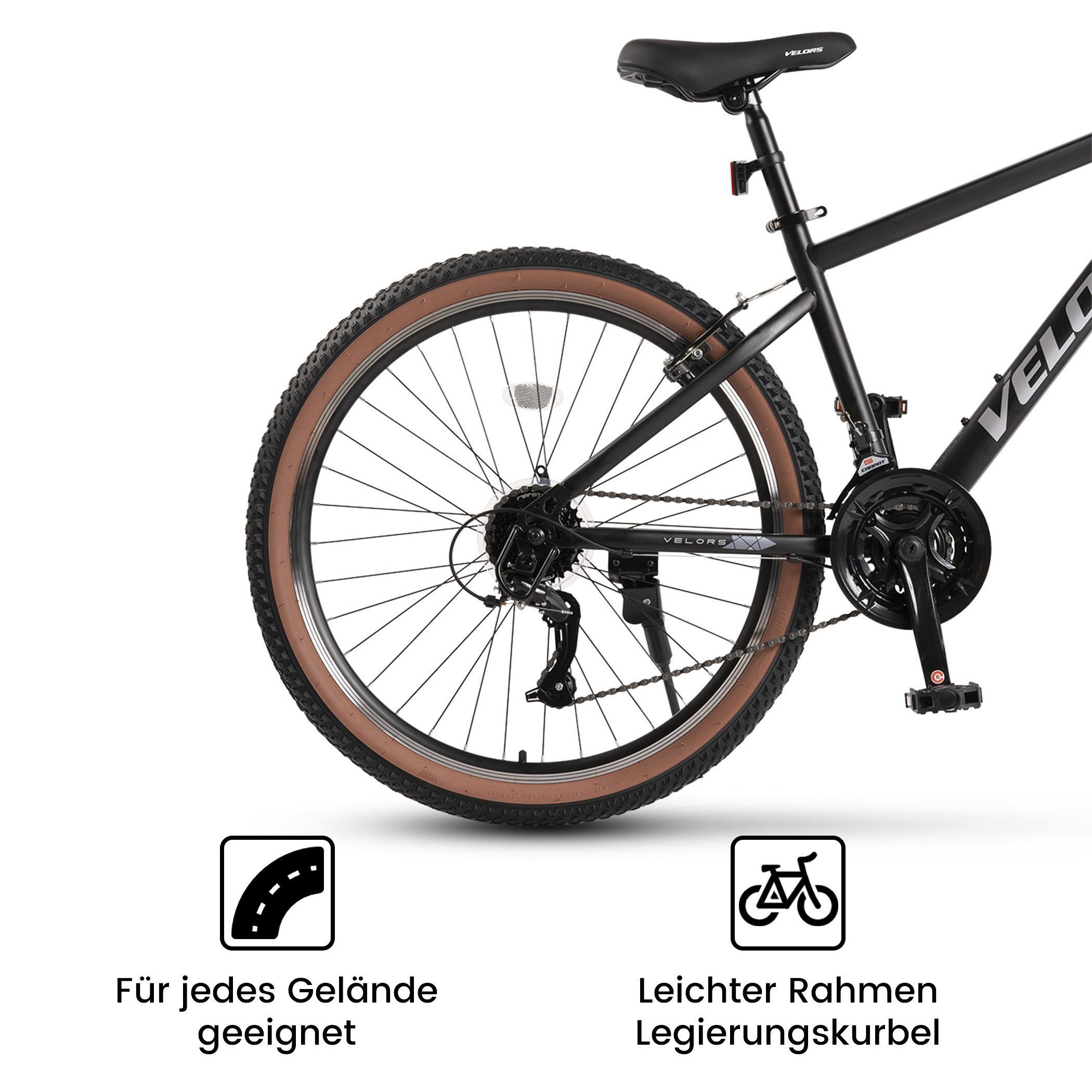 Velors Mountainbike 26 27.5 29 Zoll Fahrrad für Herren Damen, Mädchen und Jungen, 21 Gang, Kettenschaltung, (V-Bremse, Federgabel), Hochwertiger Rahmen, MTB Hardtail Fahrrad Bike, Jugendfahrrad