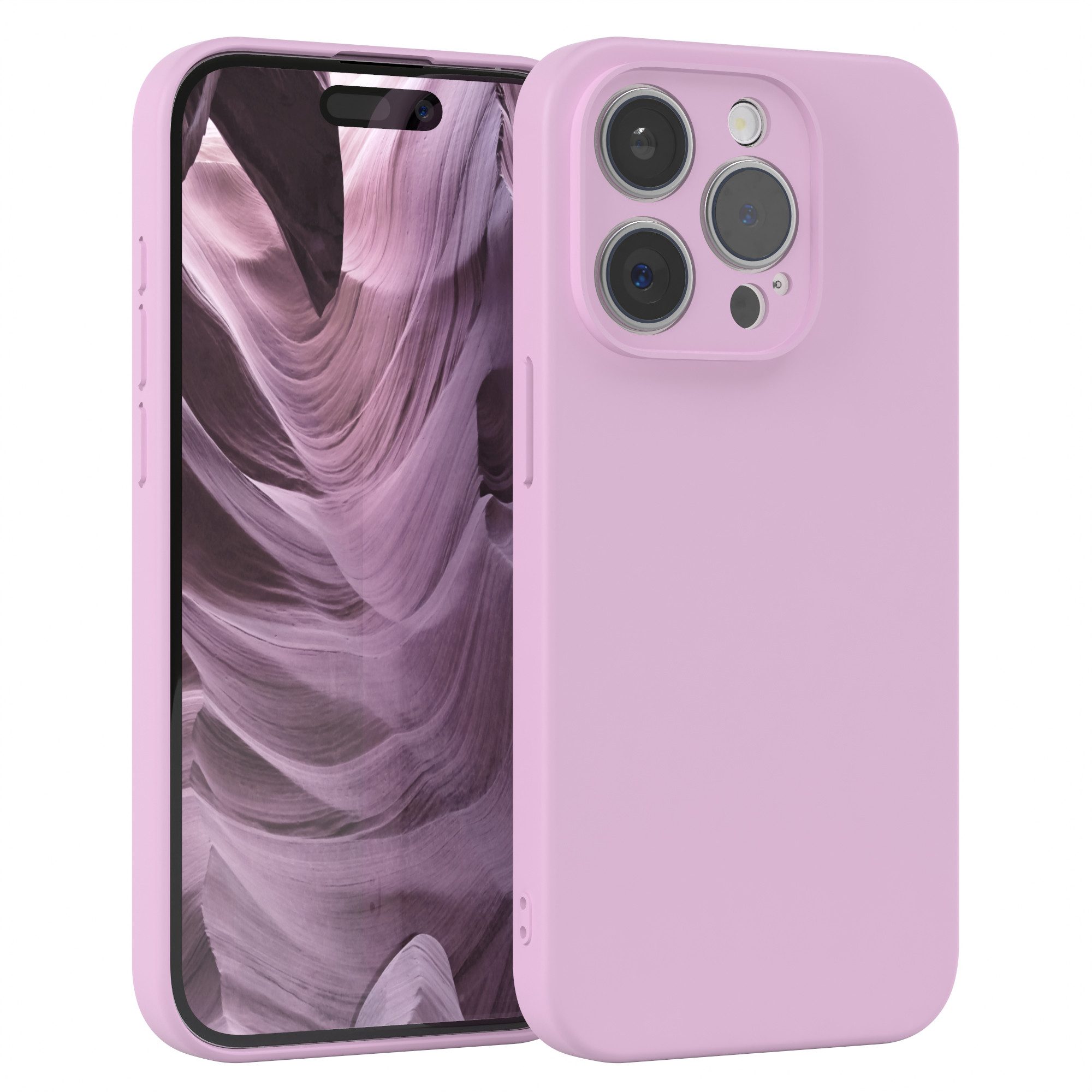 EAZY CASE Handyhülle für Apple iPhone 15 Pro Hülle Silikon 6,1 Zoll, Hülle mit Kameraschutz Handycase Soft Smart Slimcover Lila / Flieder