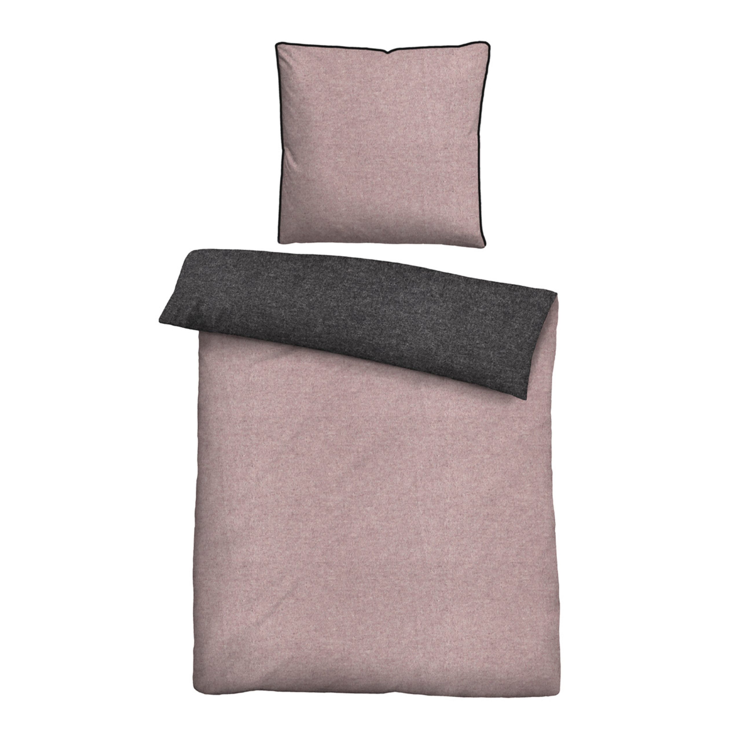 Bettwäsche Biberna Melange Flanell-Wendebettwäsche, Größe 1x 135x200 cm + 1x