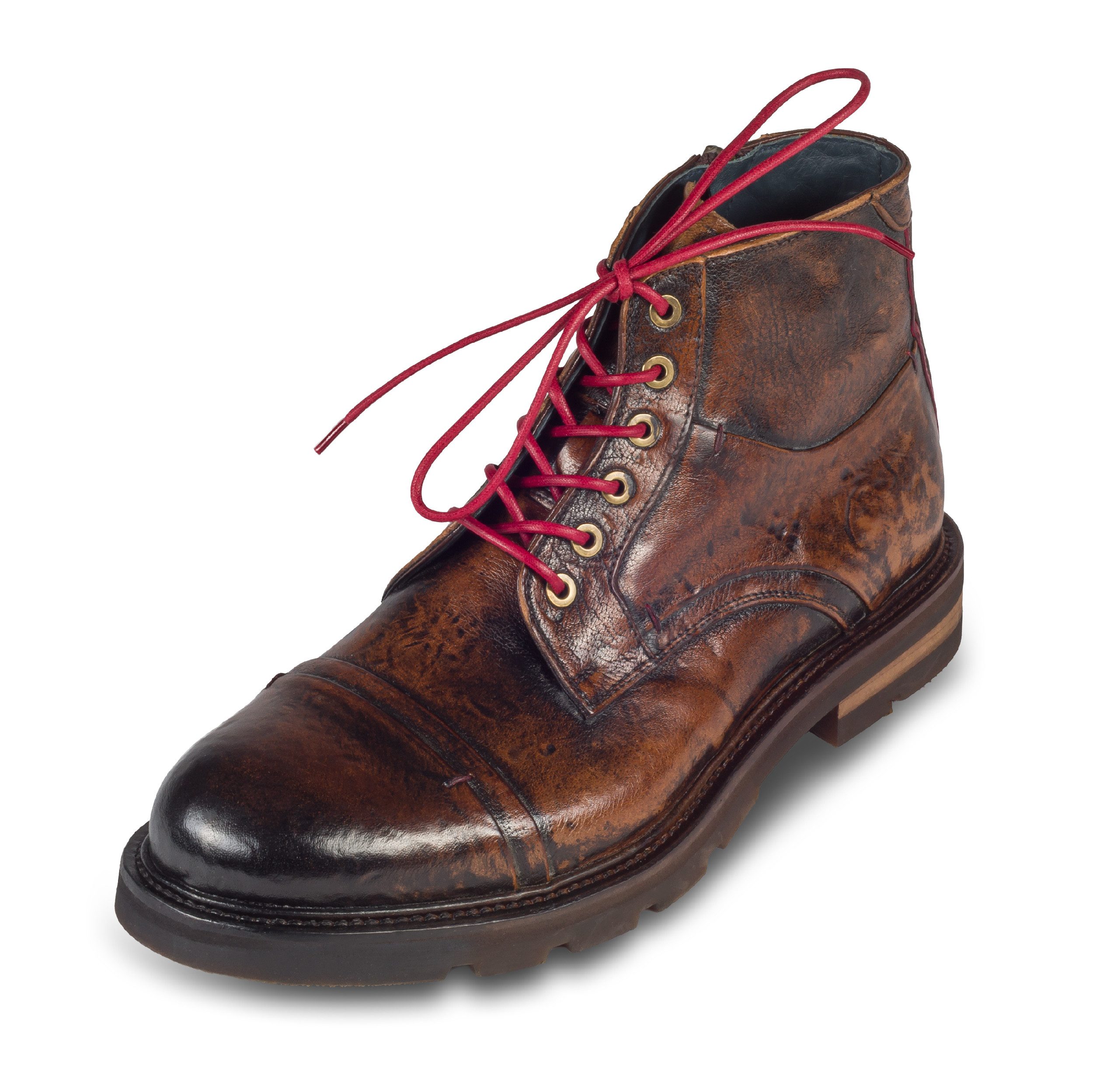 Lorenzi LORENZI Schnürstiefel braun - Kalbsleder Vintage, Reißverschluß Сапоги Handgefertigt in Italien