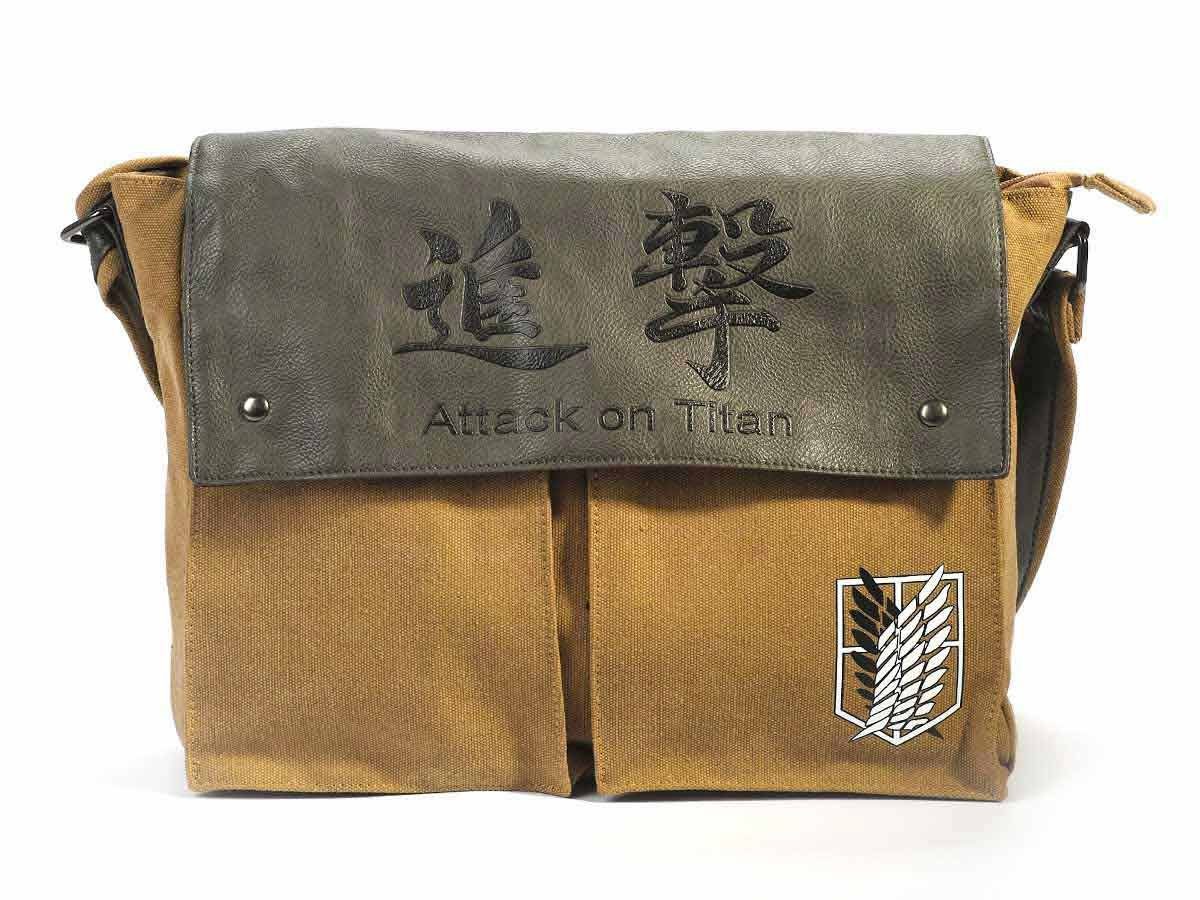 Umhängetasche Bag Messenger Varianten, des Hellbraun on Aufklärungstrupp Aufklärungstrupp, mit Leinentasche Attack Titan Logo GalaxyCat